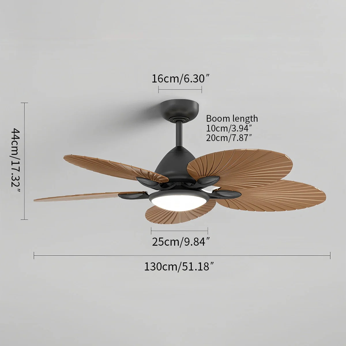 5-Blade Palm Leaf Ceiling Fan with Light