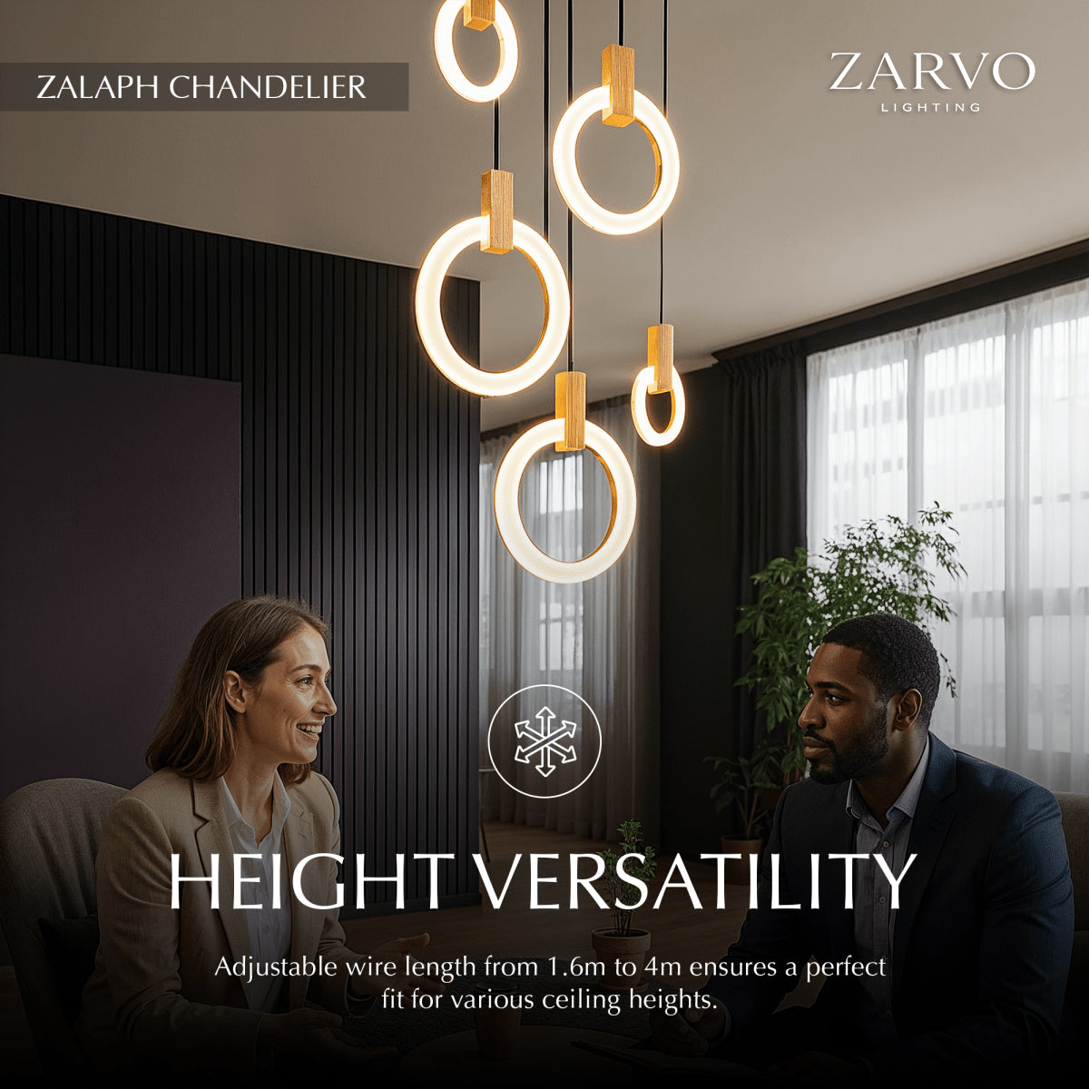 Zalaph Chandelier 10 Heads - Round: D19.6"(50cm) x H118.1"(300cm)