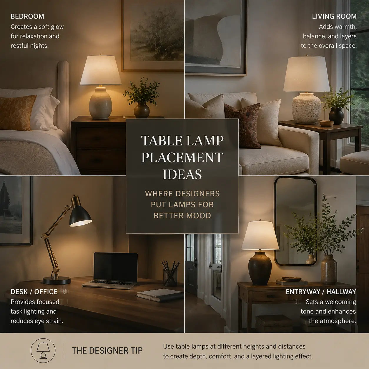 Table Lamp Placement Ideas: Where Designers Put Lamps for Better Mood