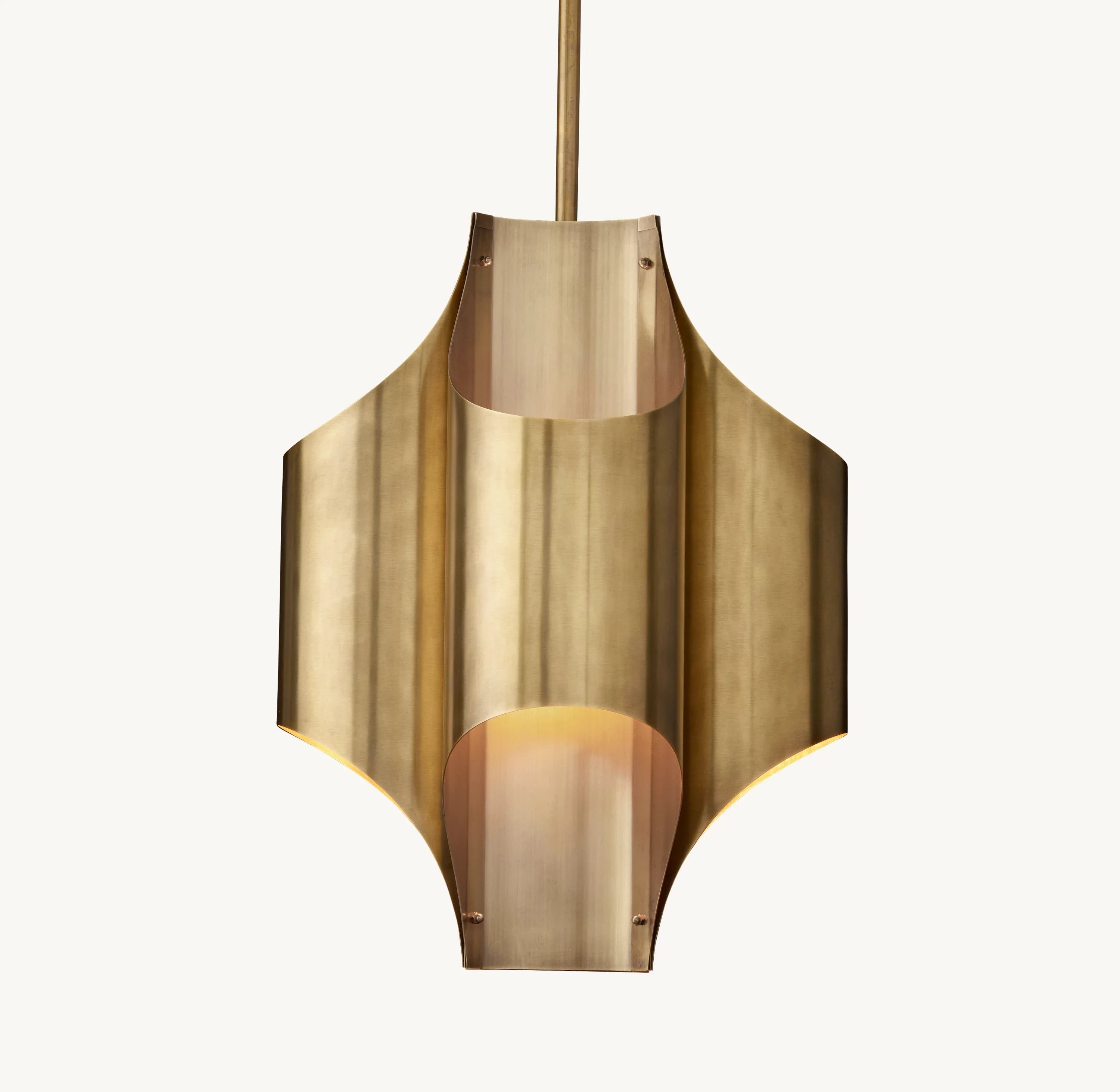 15 Inch Mid Century Modern Brass Chandelier - Cathedral