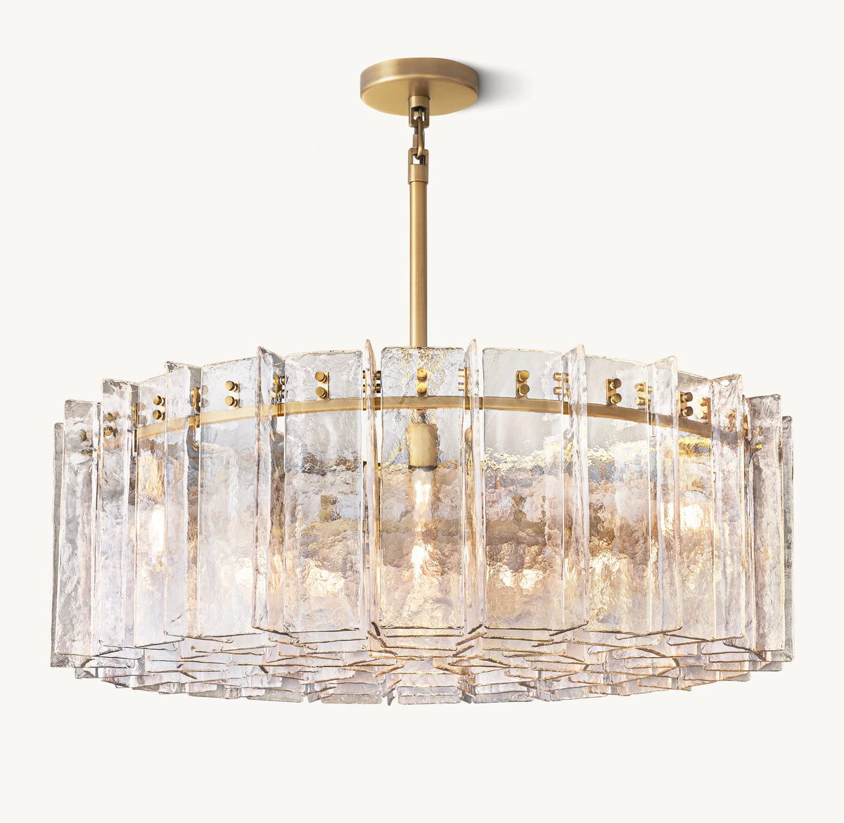 Clear Hammered Glass Round Chandelier - Lattice
