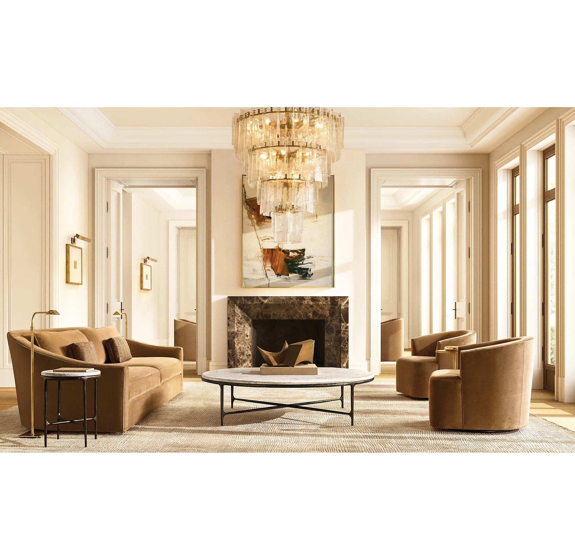 Clear Hammered Glass Tiered Chandelier - Lattice