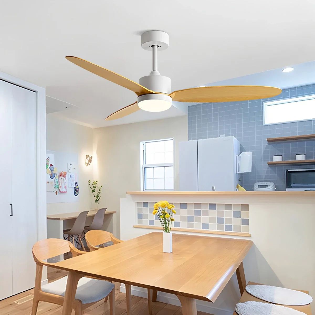3-Blade Ceiling Fan With Light for Bedroom