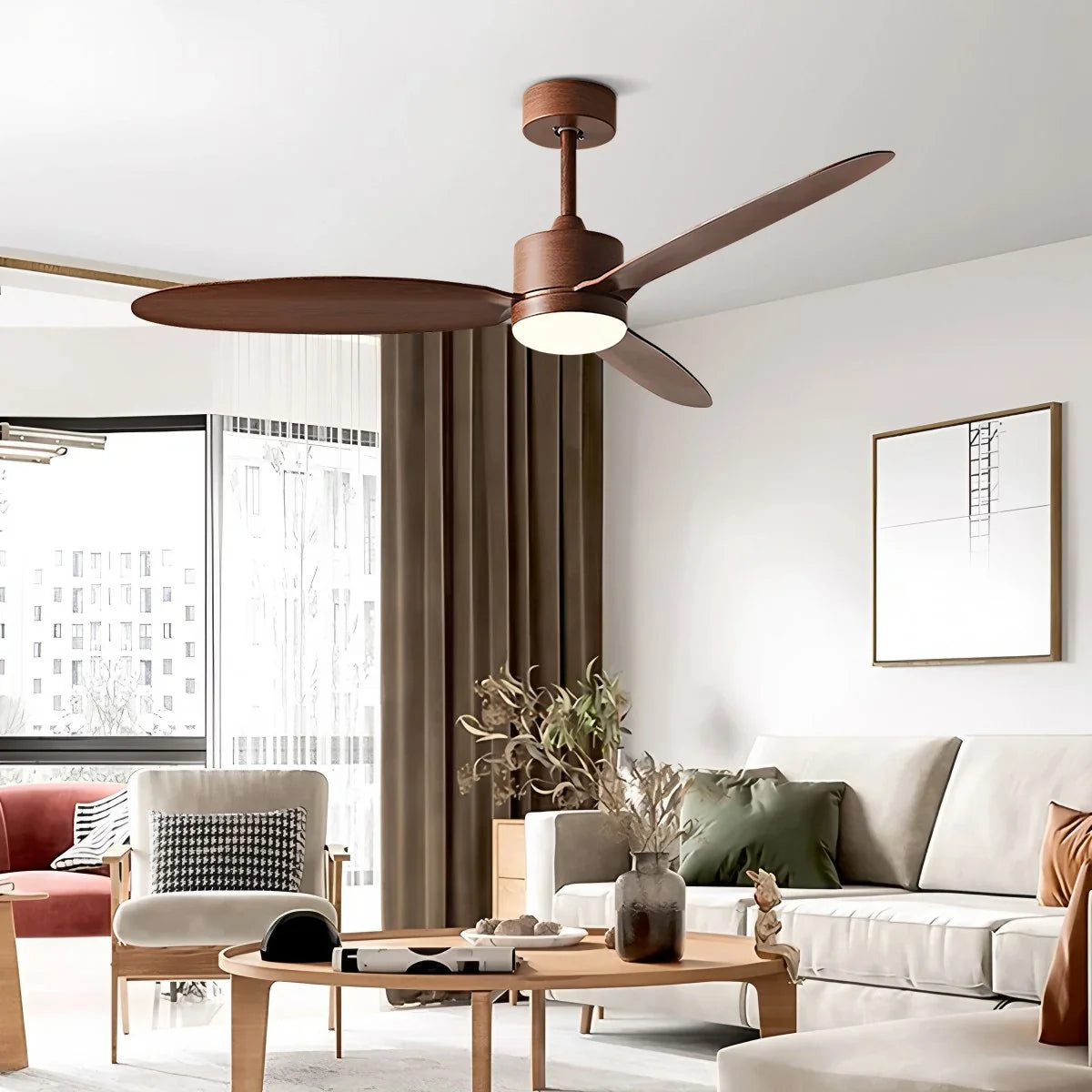 3-Blade Ceiling Fan With Light for Bedroom