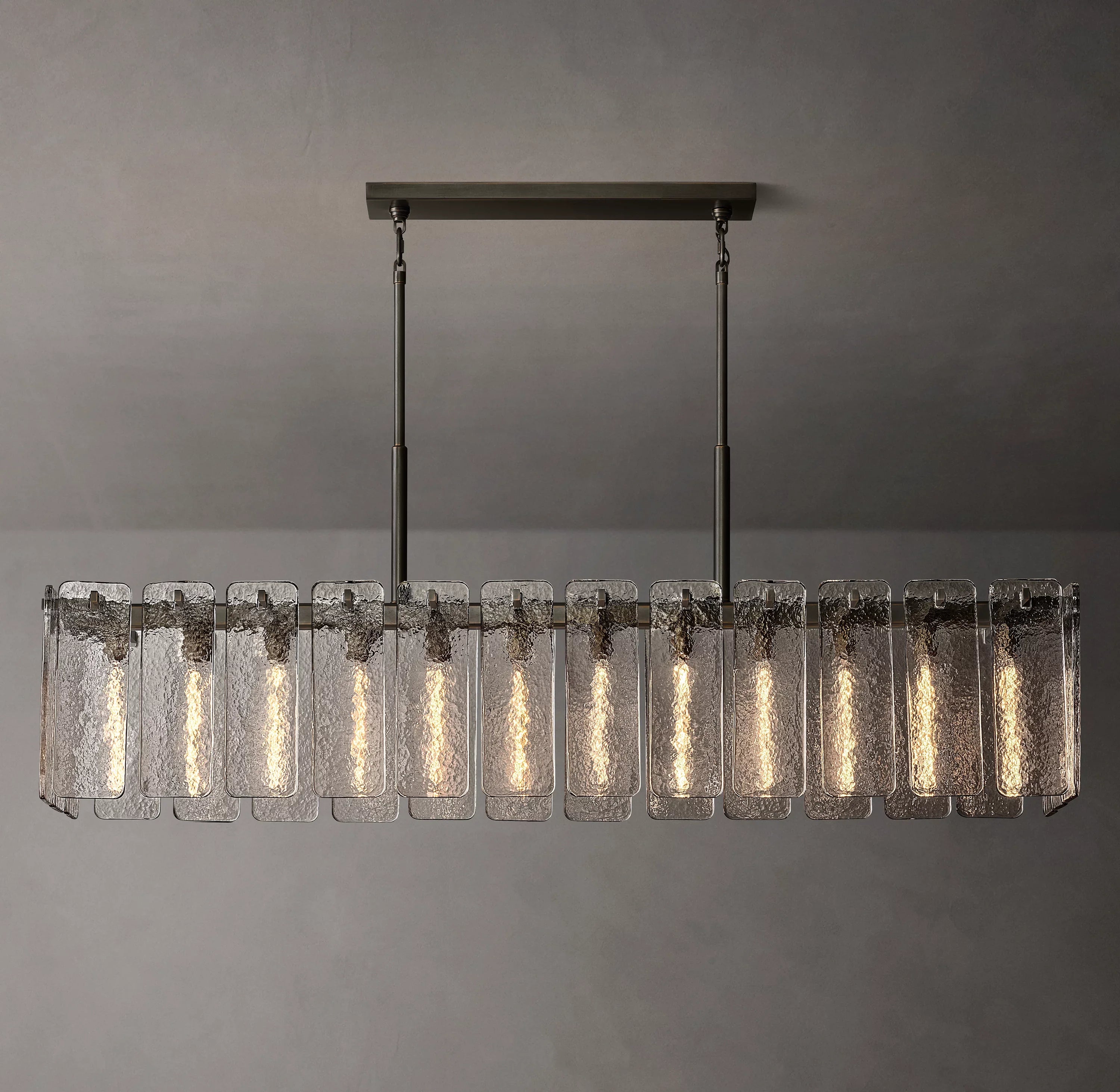 Textured Glass Rectangular Chandelier - Calamette