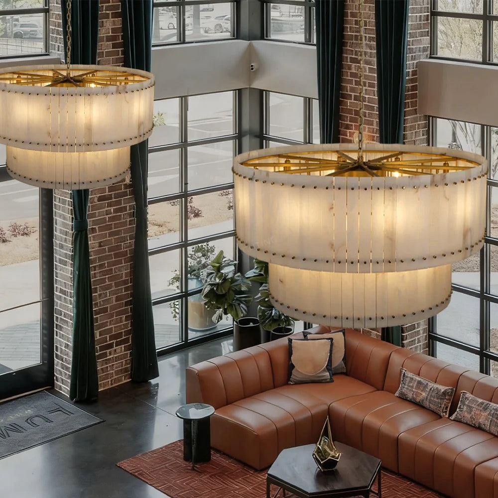 Alabaster Two-Tier Chandelier - San Marco