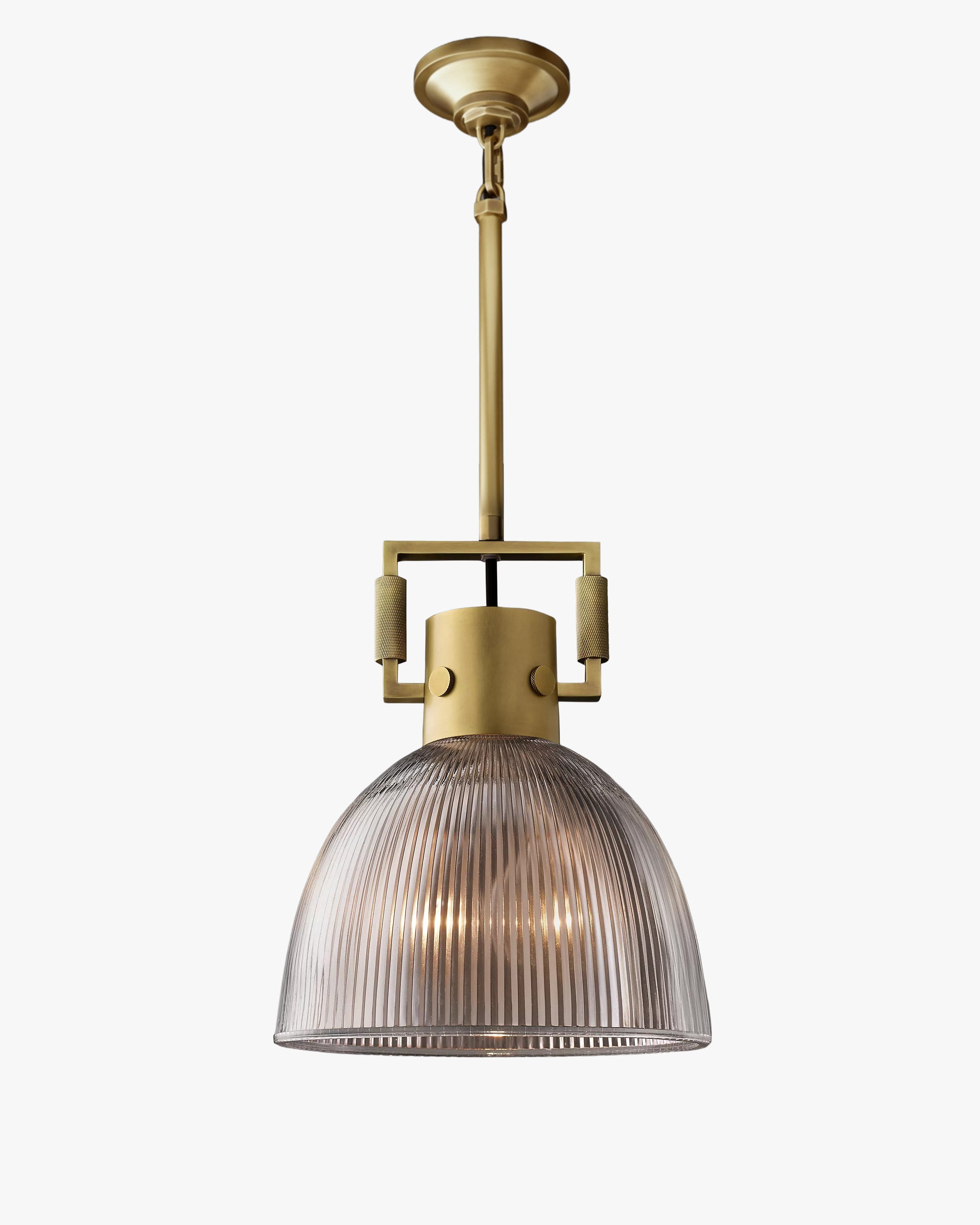 10 Inch Ribbed Glass Dome Pendant Light - Machinist