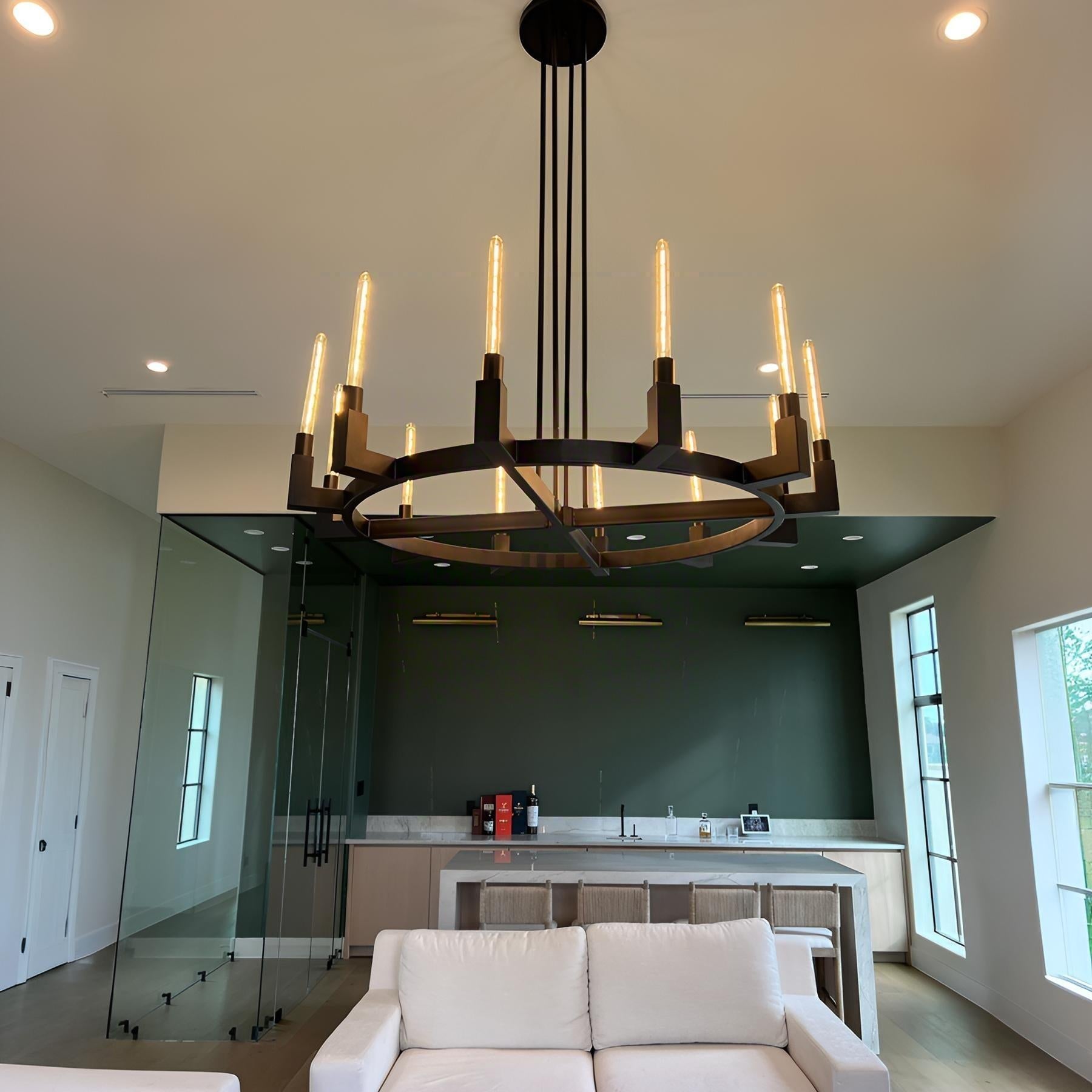 Fluted-Glass Candlestick Round Chandelier - Cannele