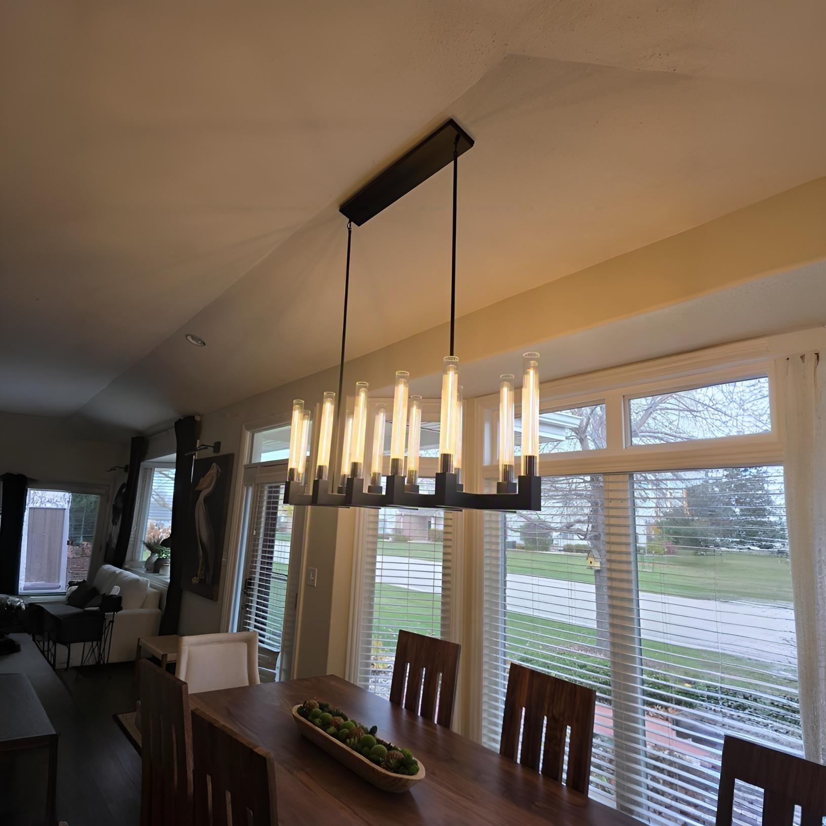 Fluted-Glass Candlestick Linear Chandelier - Cannele