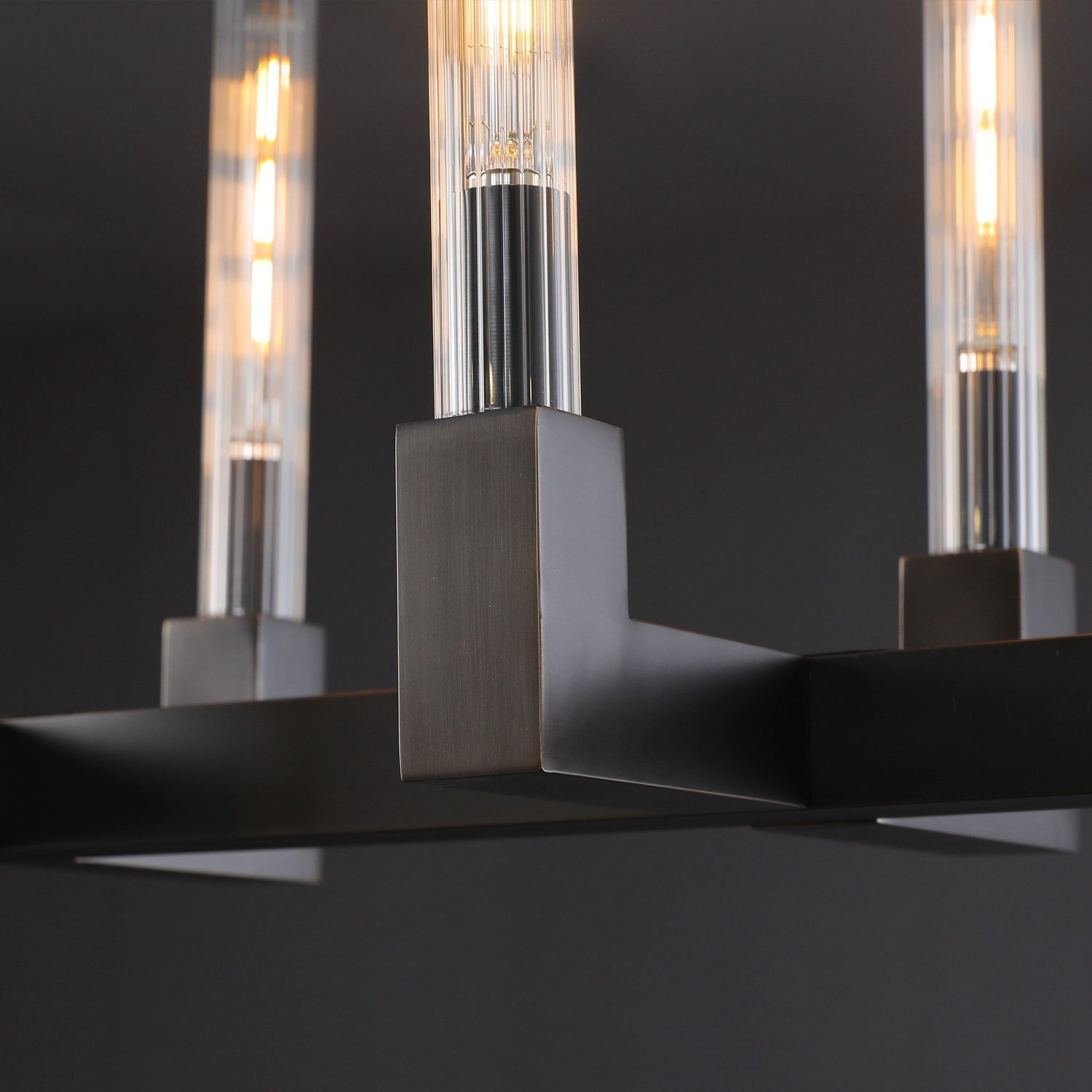 Fluted-Glass Candlestick Linear Chandelier - Cannele