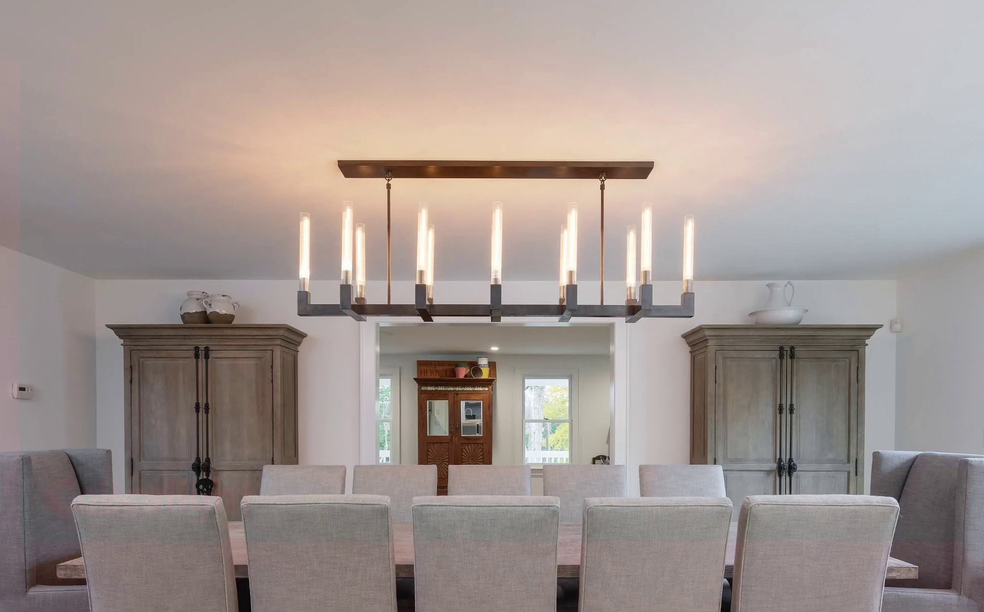 Fluted-Glass Candlestick Linear Chandelier - Cannele