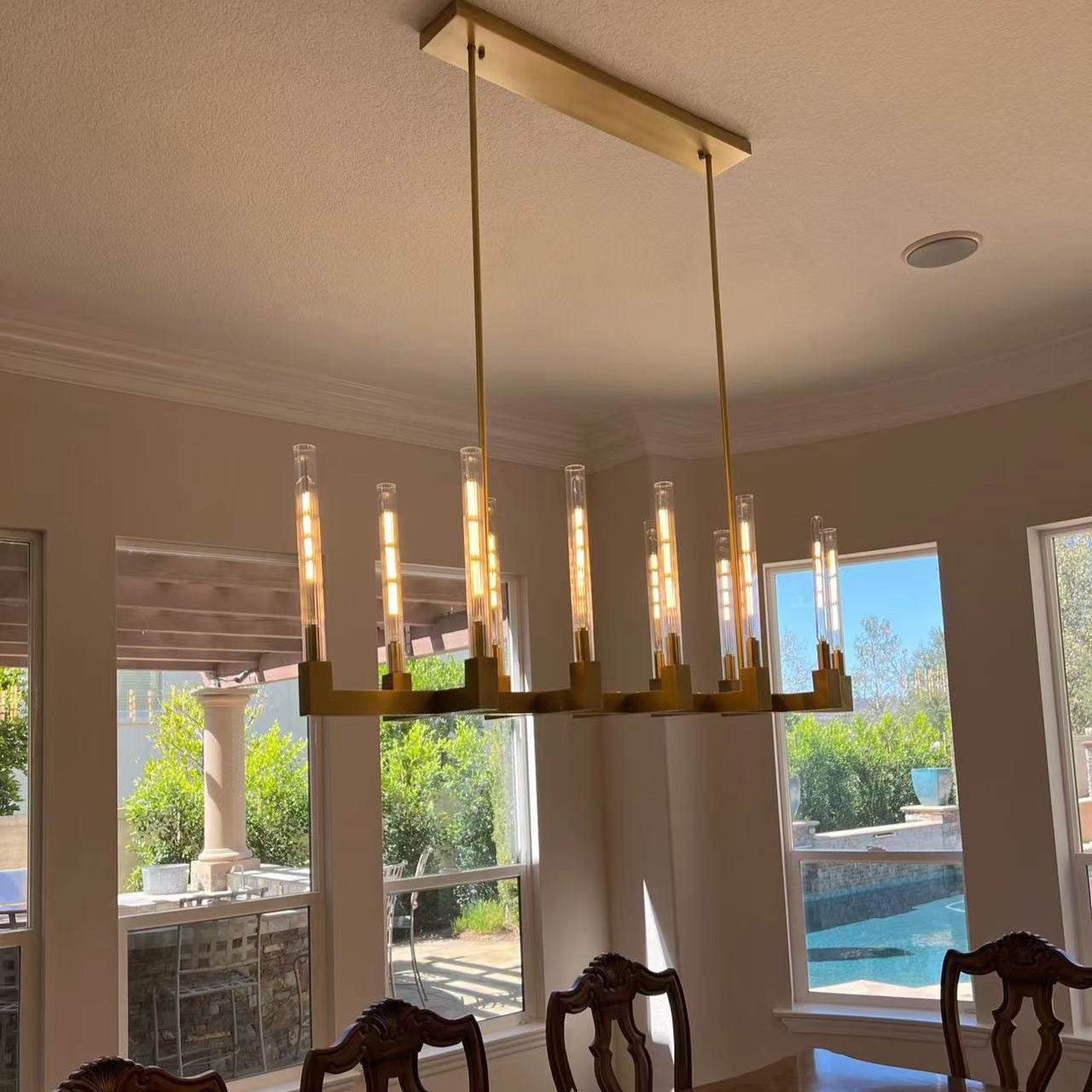 Fluted-Glass Candlestick Linear Chandelier - Cannele