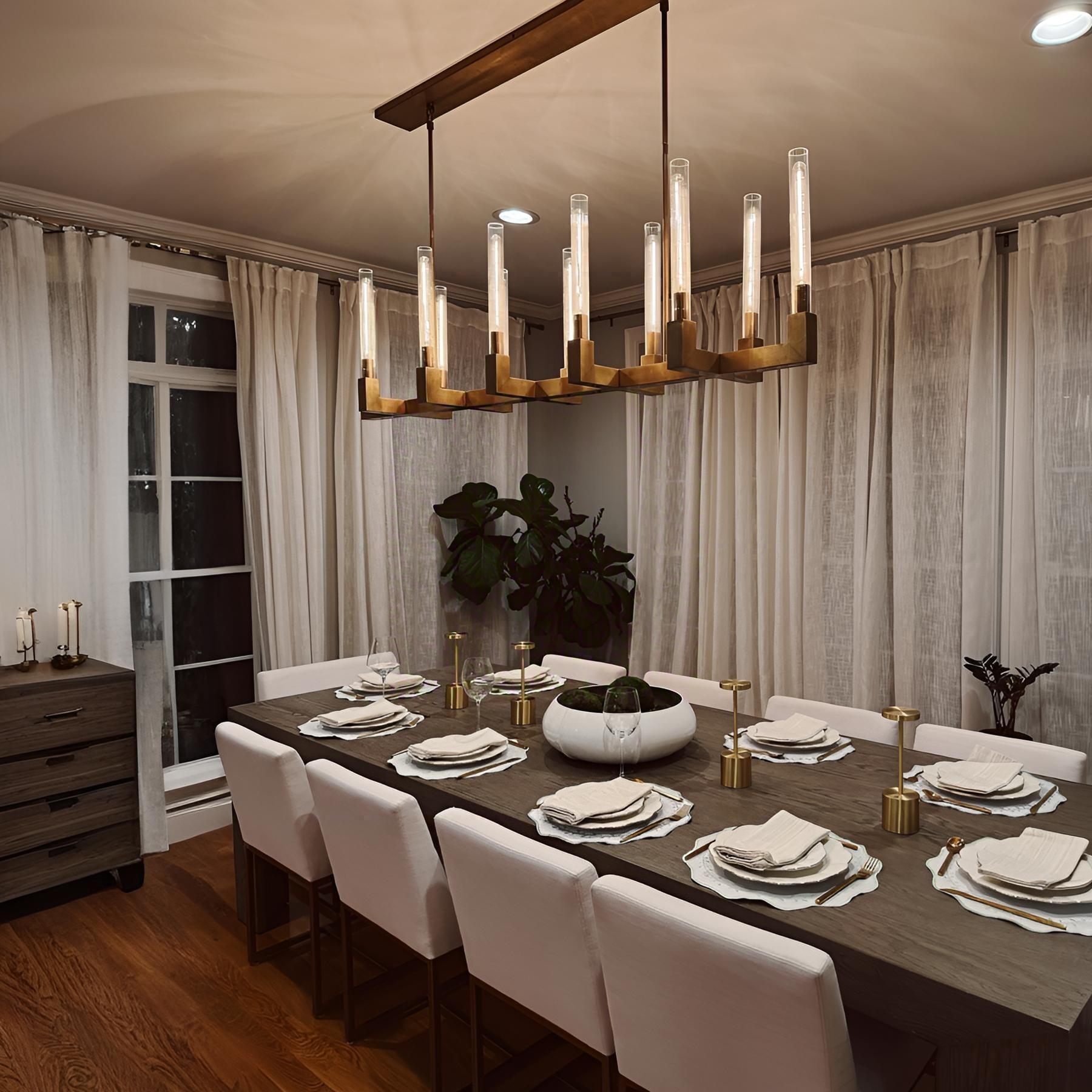Fluted-Glass Candlestick Linear Chandelier - Cannele