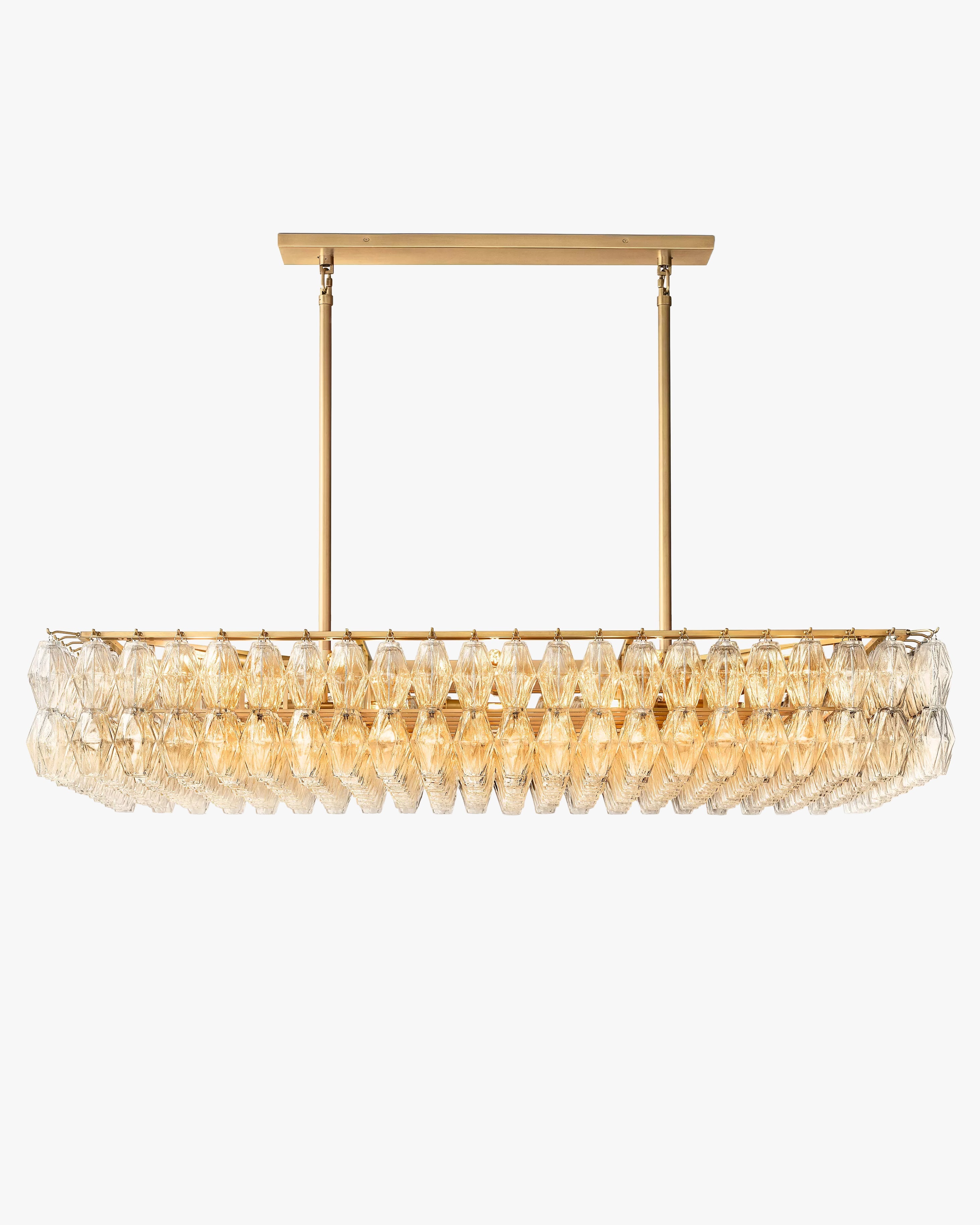 Clear Murano Glass Rectangular Chandelier - Chiara