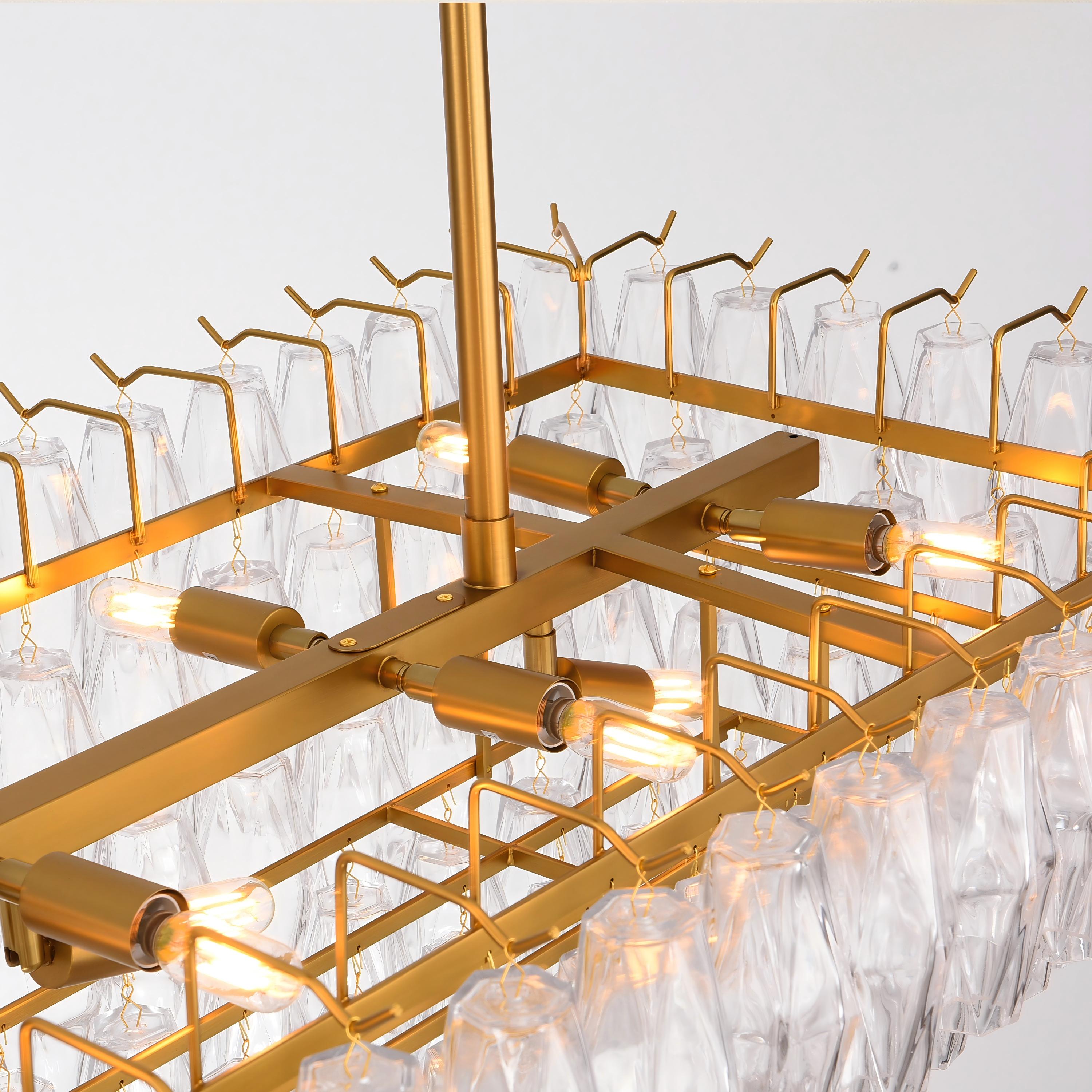 Clear Murano Glass Tiered Rectangular Chandelier - Chiara
