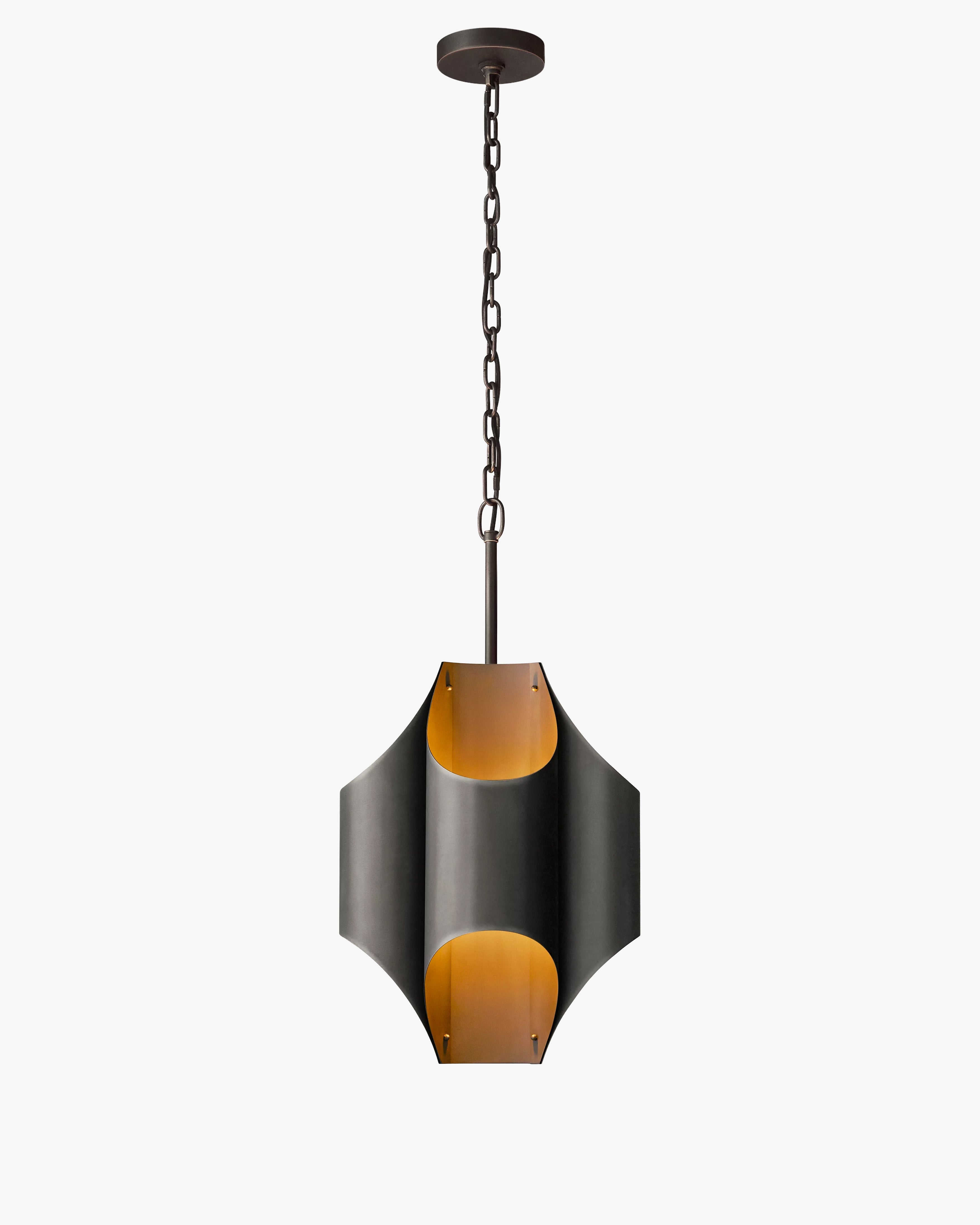 15 Inch Mid Century Modern Brass Chandelier - Cathedral