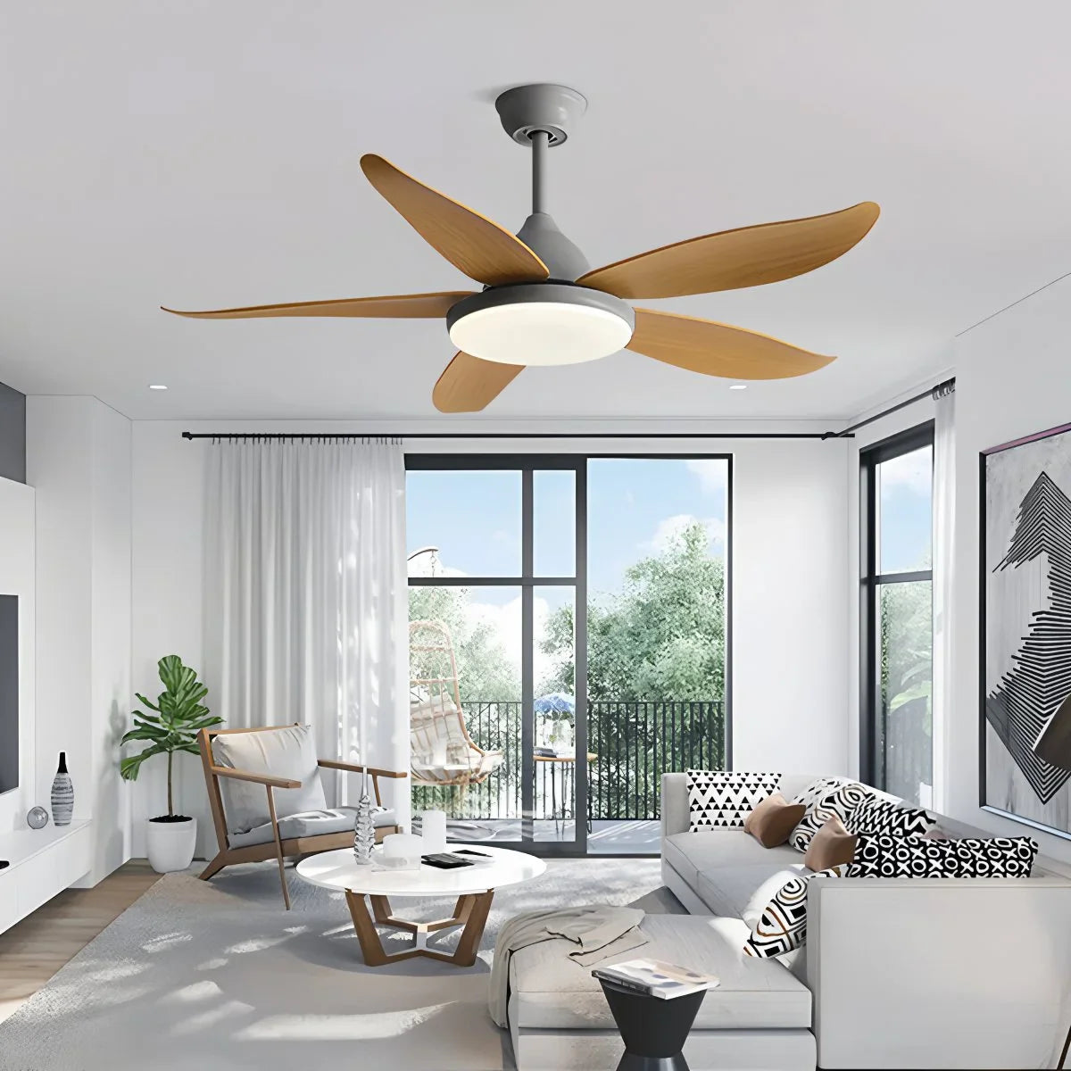 5 Blade Contemporary Ceiling Fan Lamp
