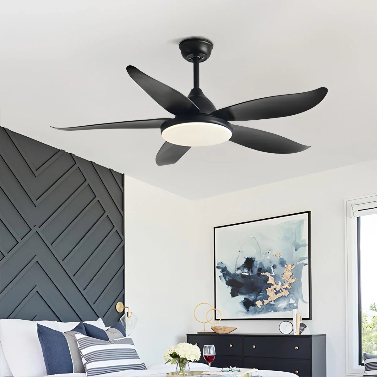 5 Blade Contemporary Ceiling Fan Lamp
