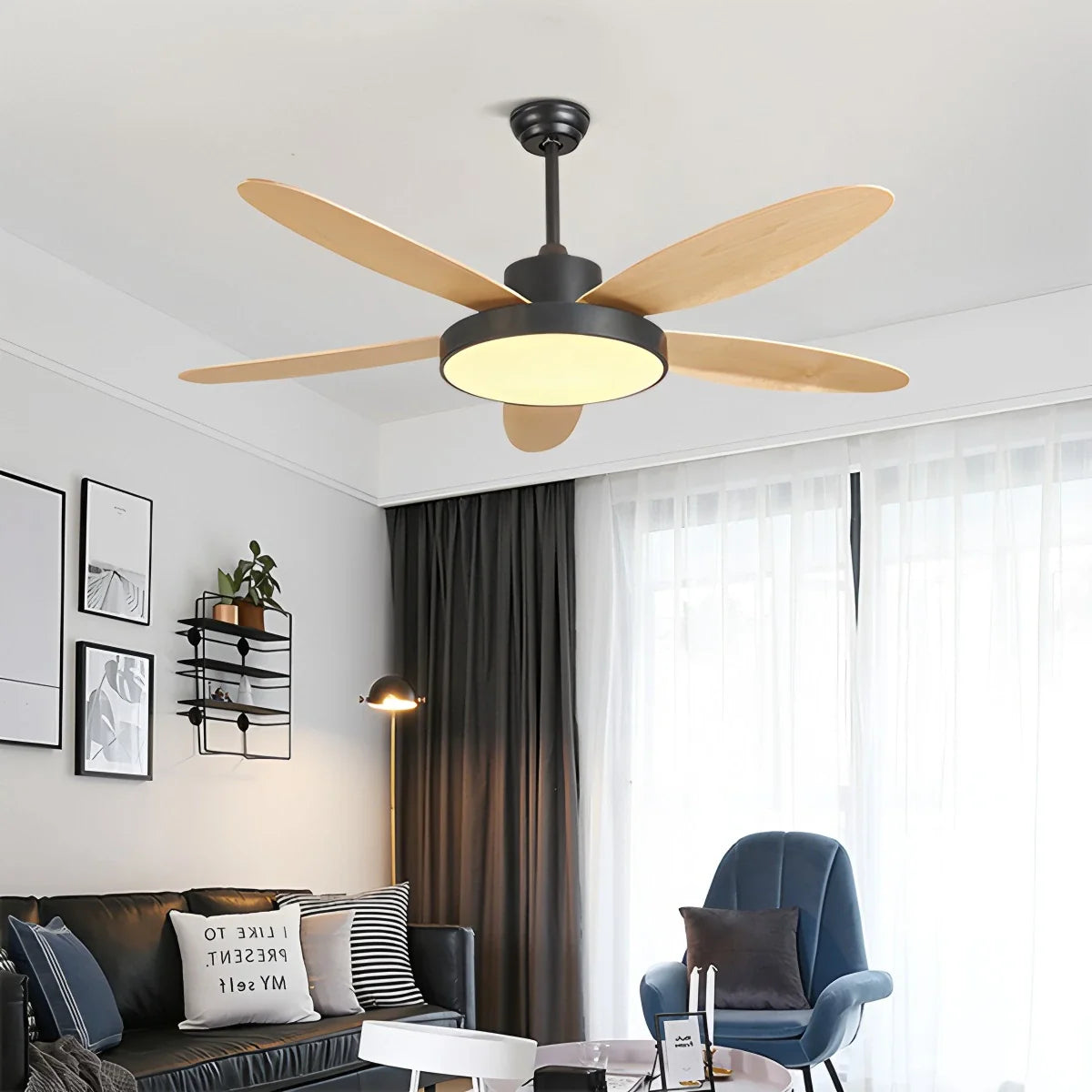 5 Blade Modern Ceiling Fan Lamp for Living Room