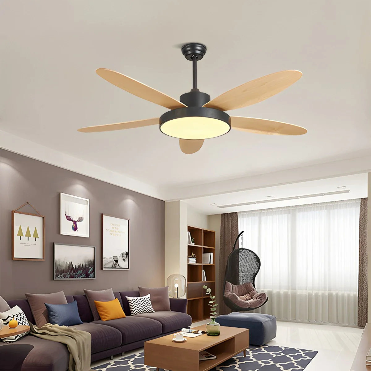 5 Blade Modern Ceiling Fan Lamp for Living Room