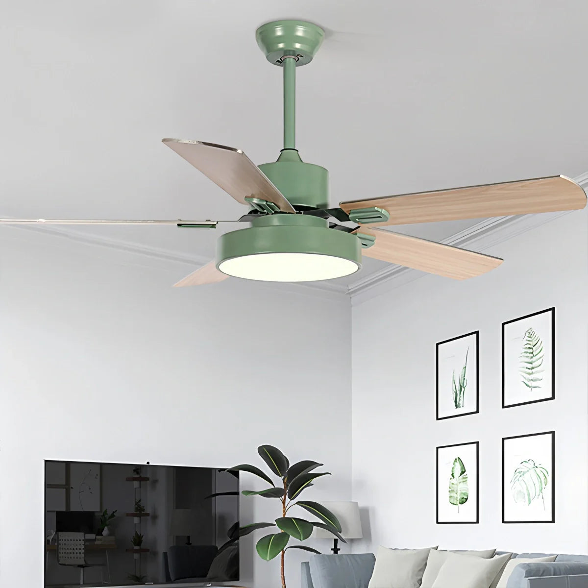 5 Blade Vintage Ceiling Fan Light for Living Room