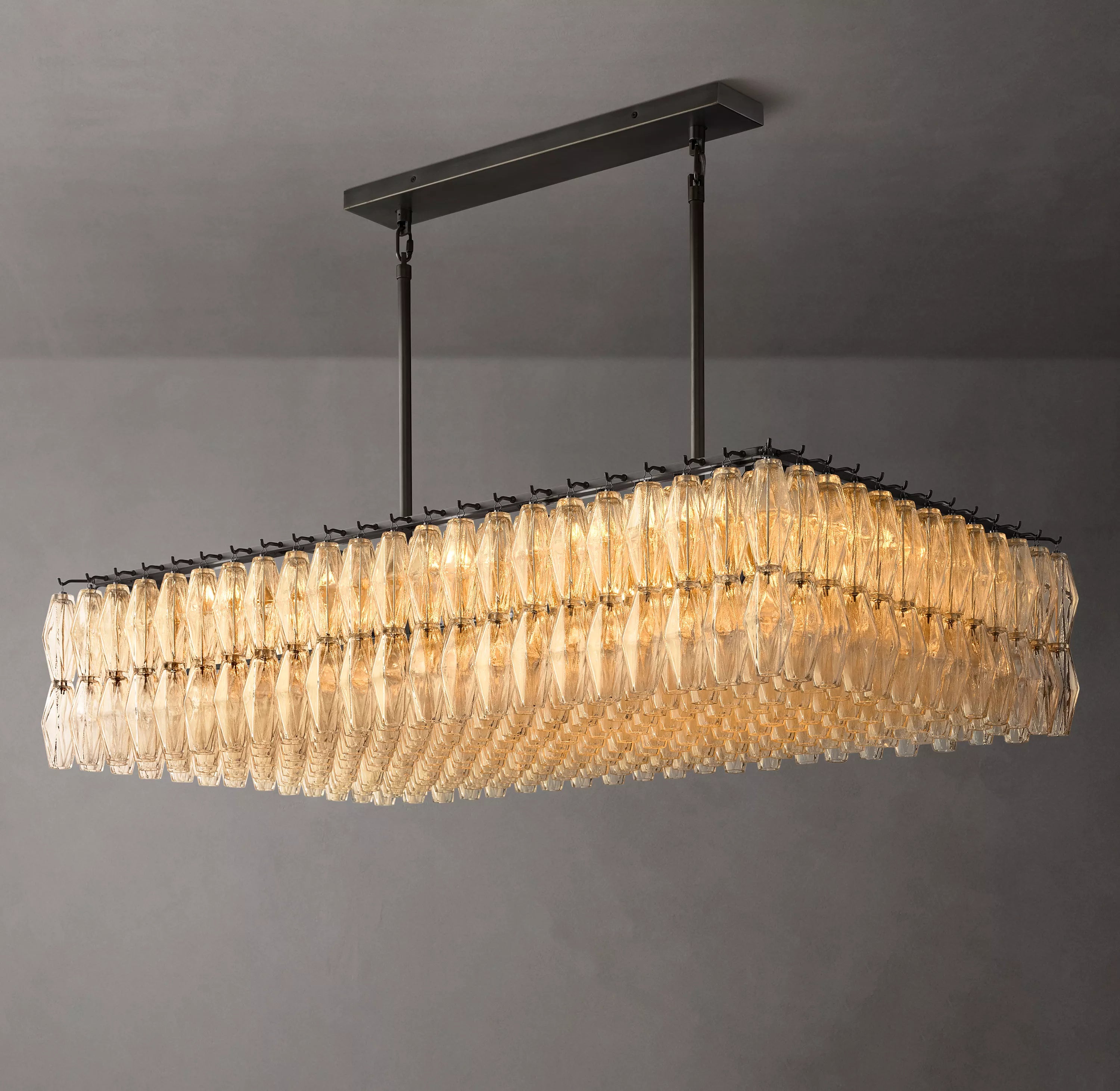 Clear Murano Glass Rectangular Chandelier - Chiara