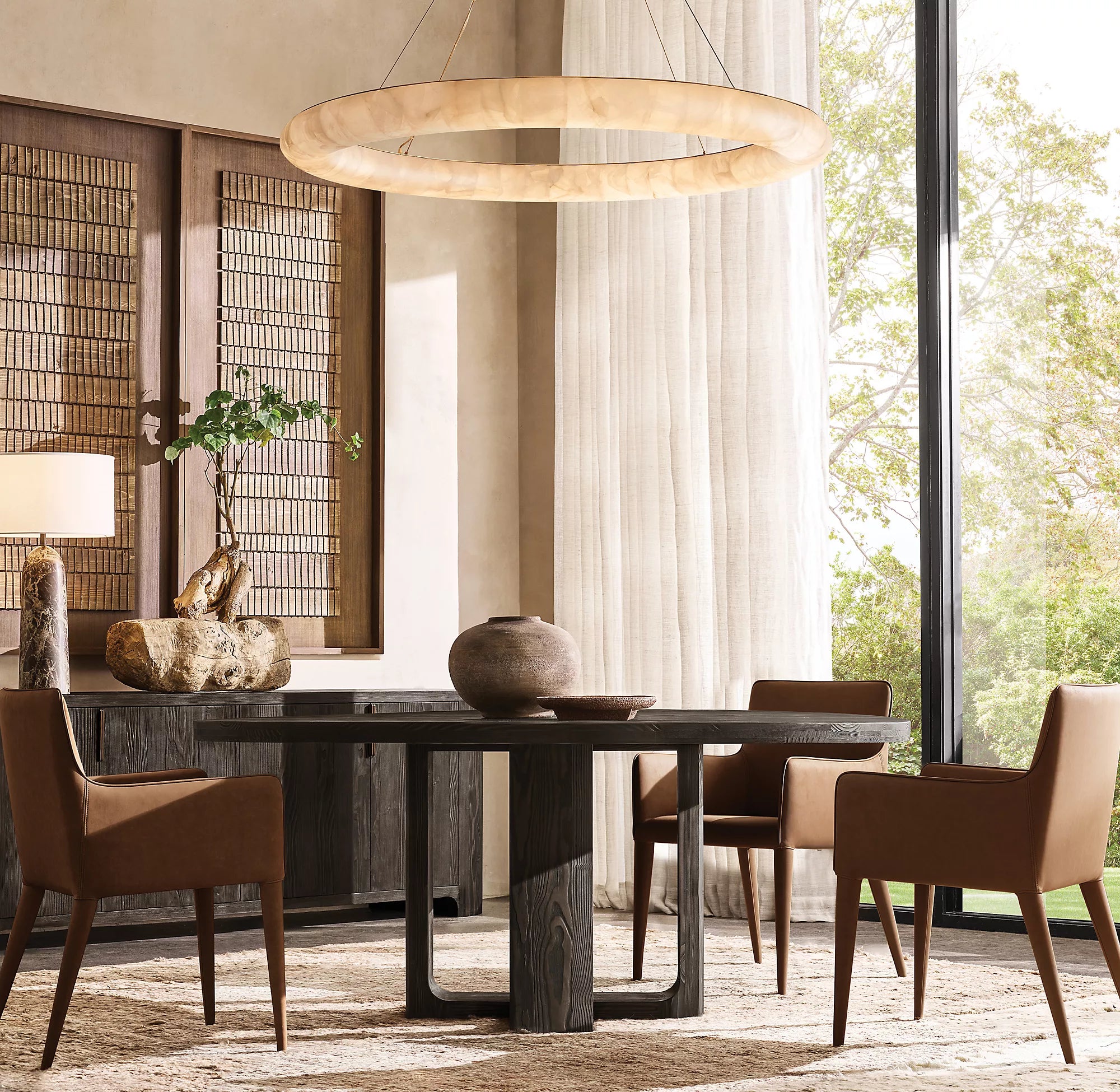 Lisse Ring Alabaster Chandelier - Rivage