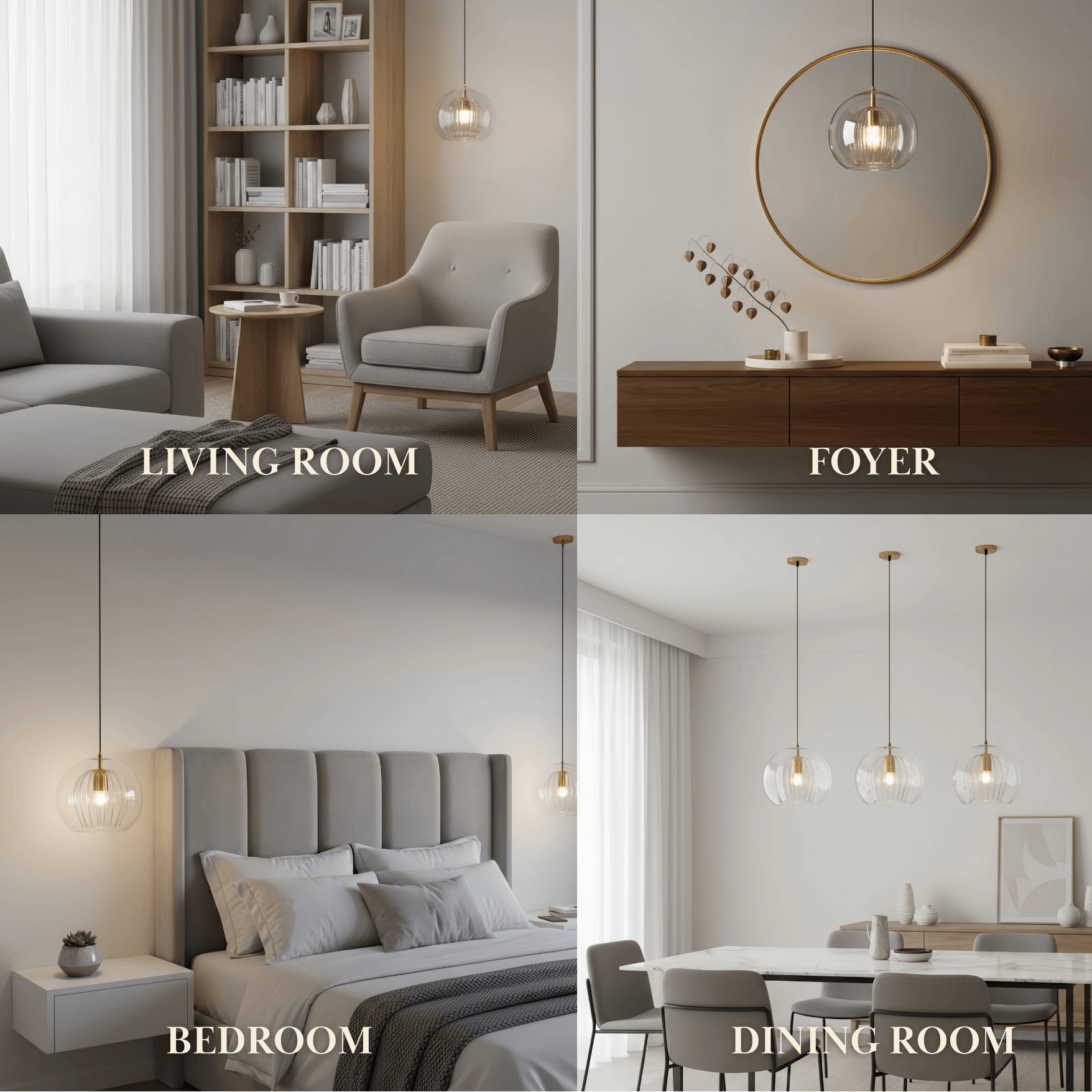 Vetro Nordic Globe Pendant Light – Clear or Amber Glass for Bedroom