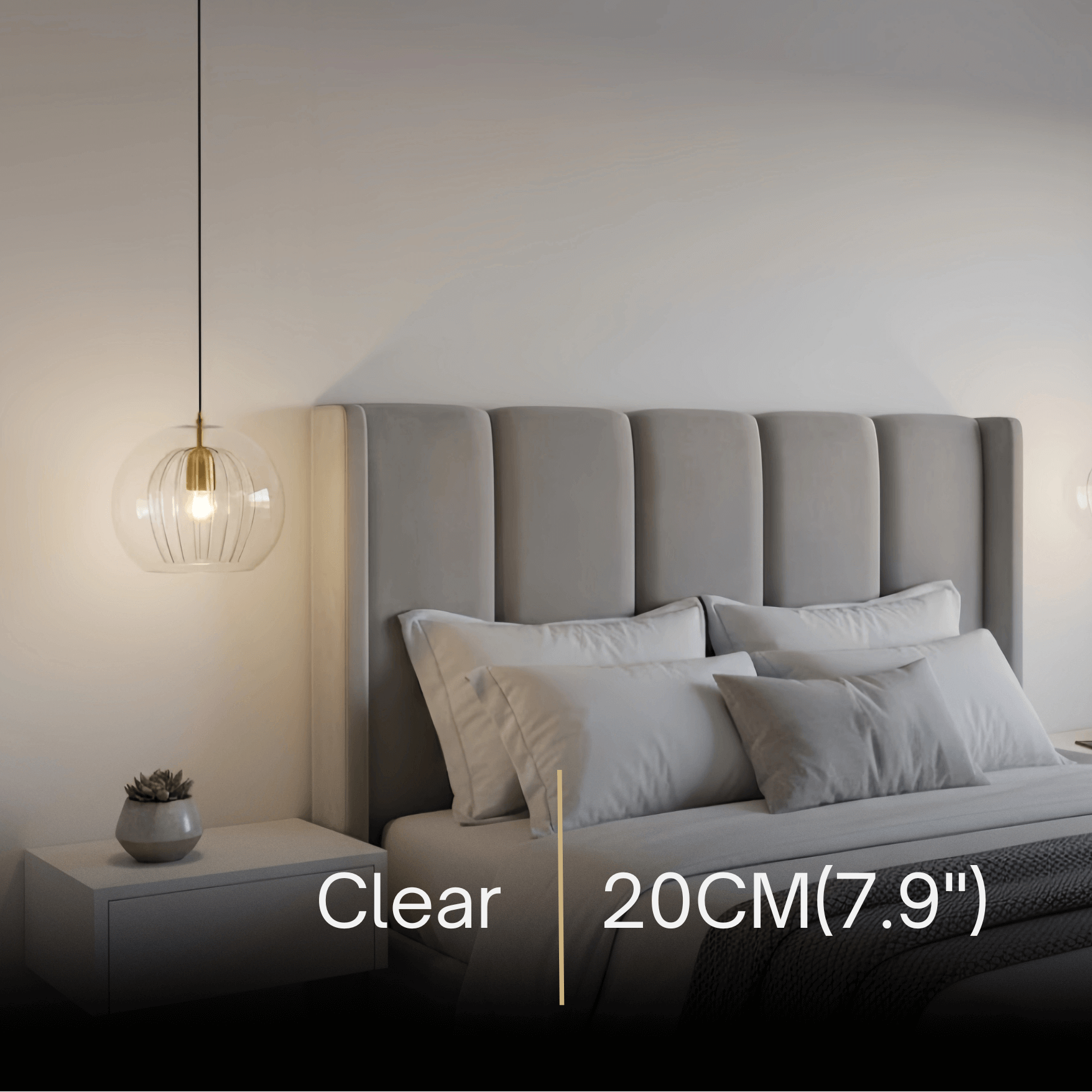 Vetro Nordic Globe Pendant Light – Clear or Amber Glass for Bedroom