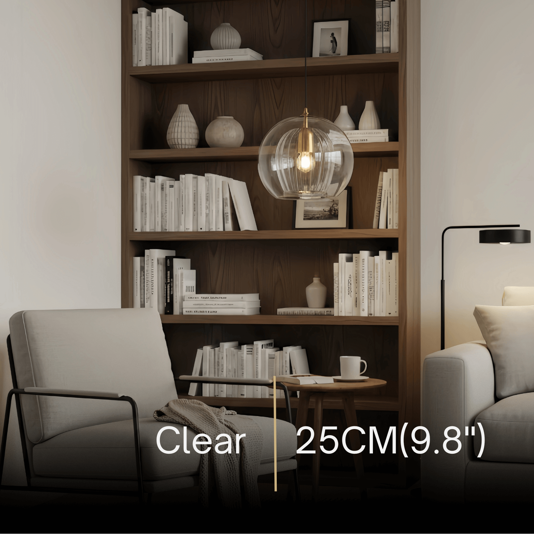 Vetro Nordic Globe Pendant Light – Clear or Amber Glass for Bedroom