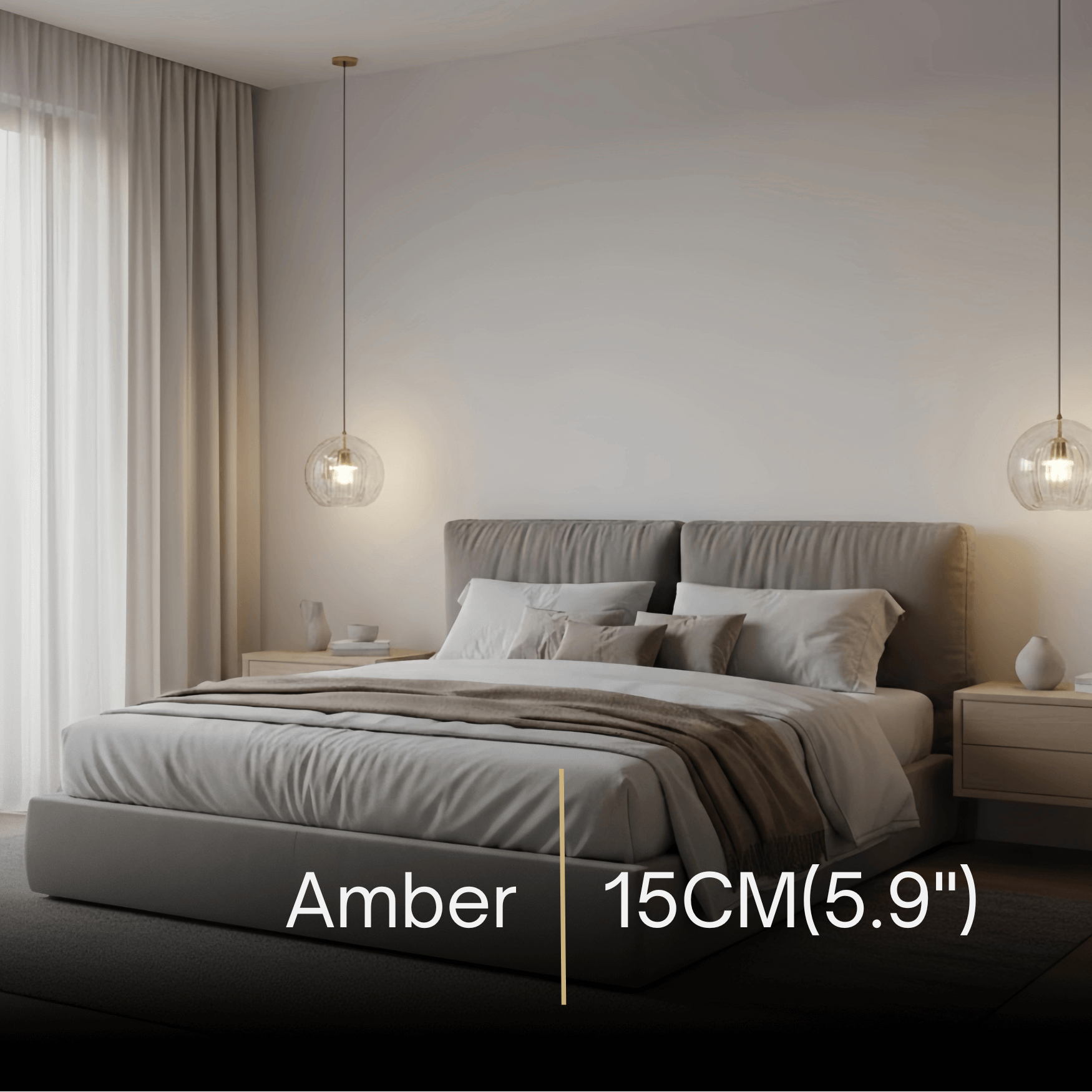 Vetro Nordic Globe Pendant Light – Clear or Amber Glass for Bedroom