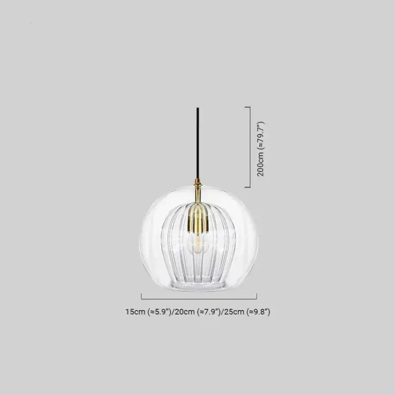 Vetro Nordic Globe Pendant Light – Clear or Amber Glass for Bedroom