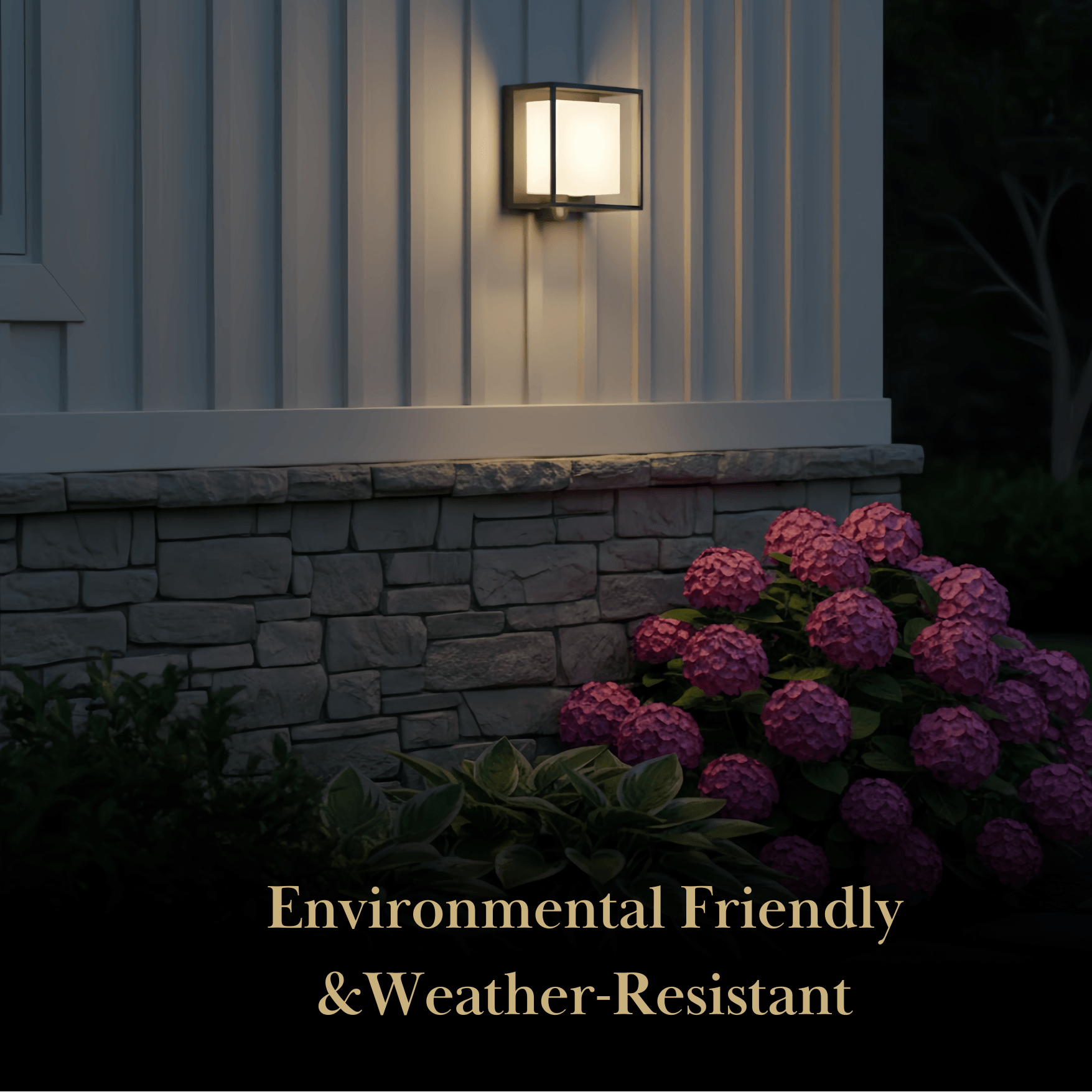 Arcato Modern Rectangular Outdoor Wall Lamp – Black Acrylic Solar Light with Sensor
