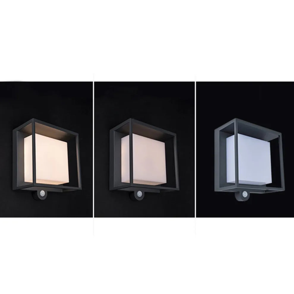 Arcato Modern Rectangular Outdoor Wall Lamp – Black Acrylic Solar Light with Sensor