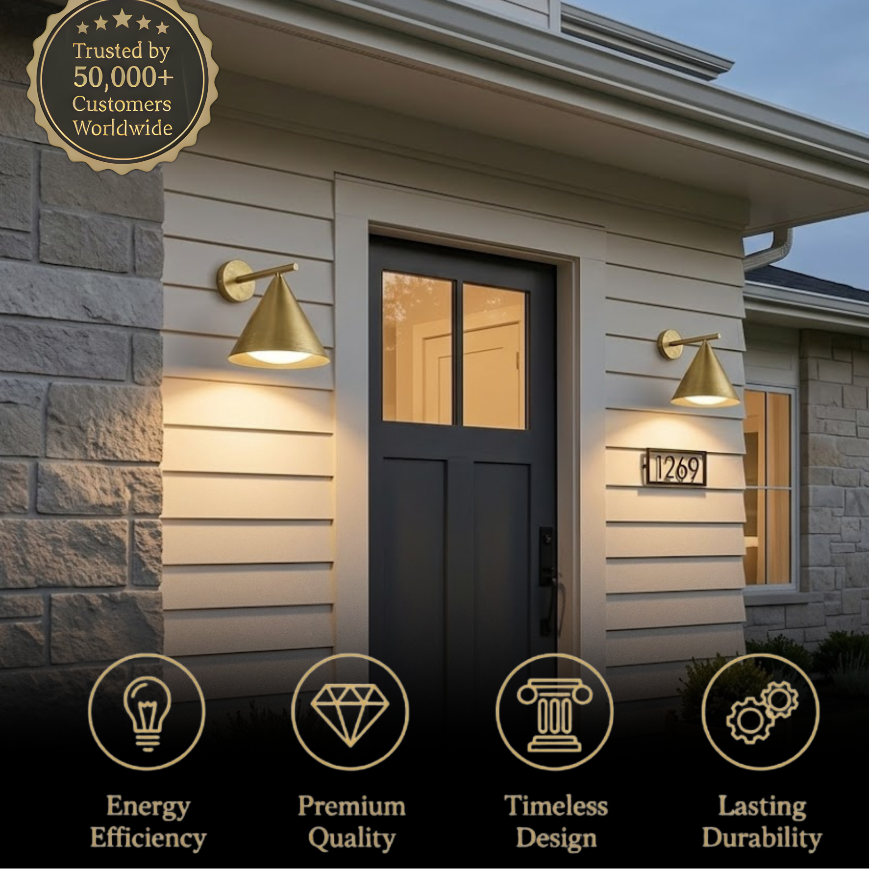 Irondale Minimalist Conical Outdoor Wall Lamp
