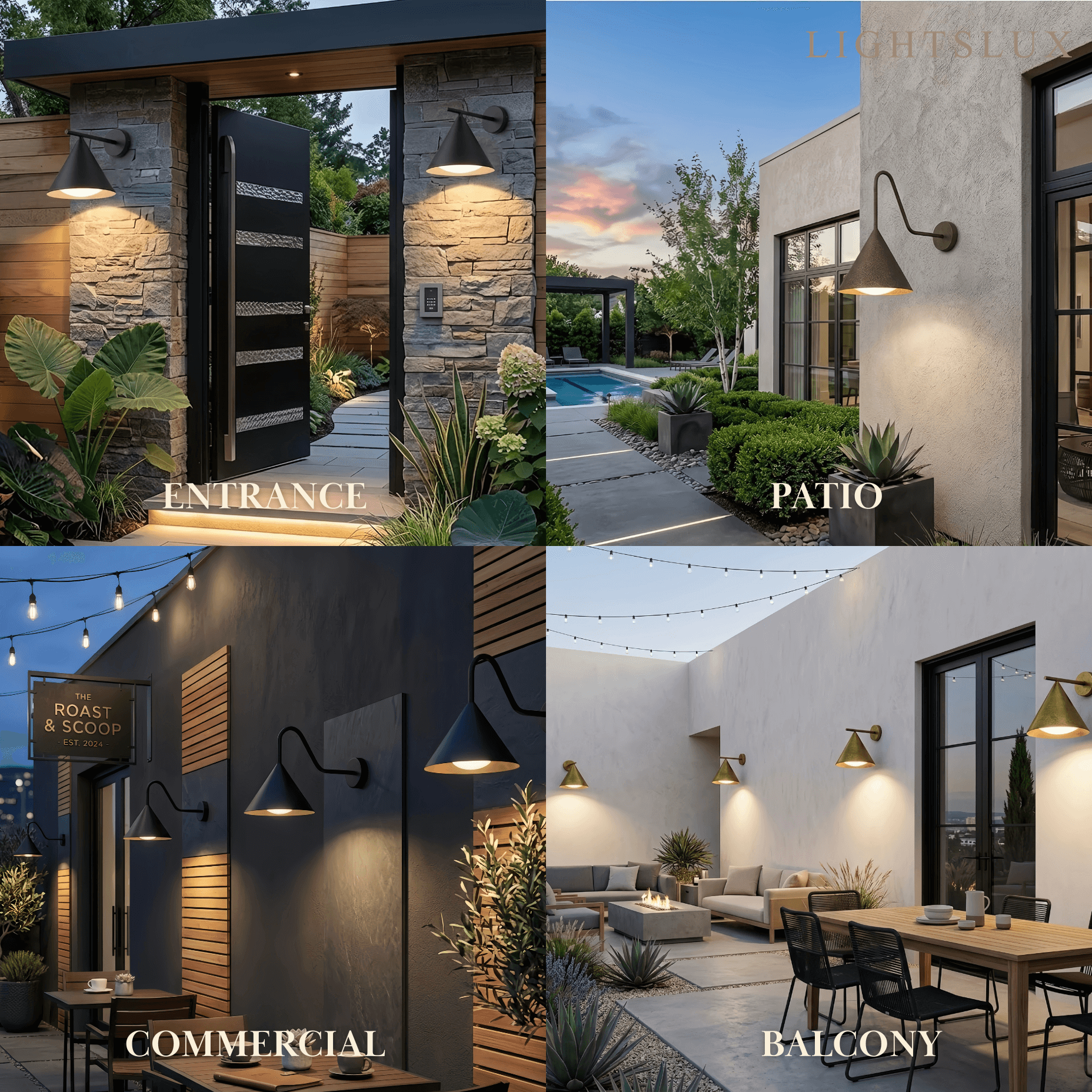 Irondale Minimalist Conical Outdoor Wall Lamp