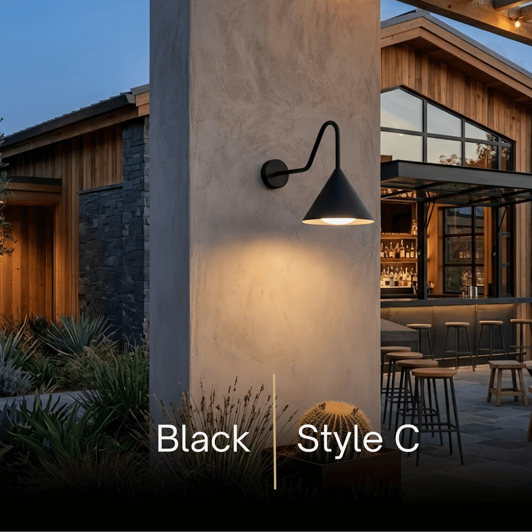 Irondale Minimalist Conical Outdoor Wall Lamp