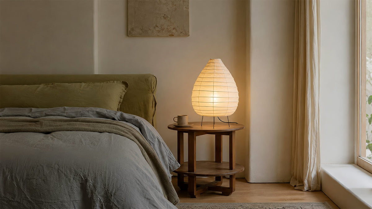 Rice Paper Table Lamp for Bedroom and Living Room Spaces