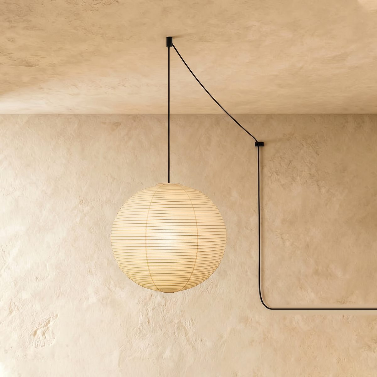 Akari A Pendant Swag Light (black plug wire)