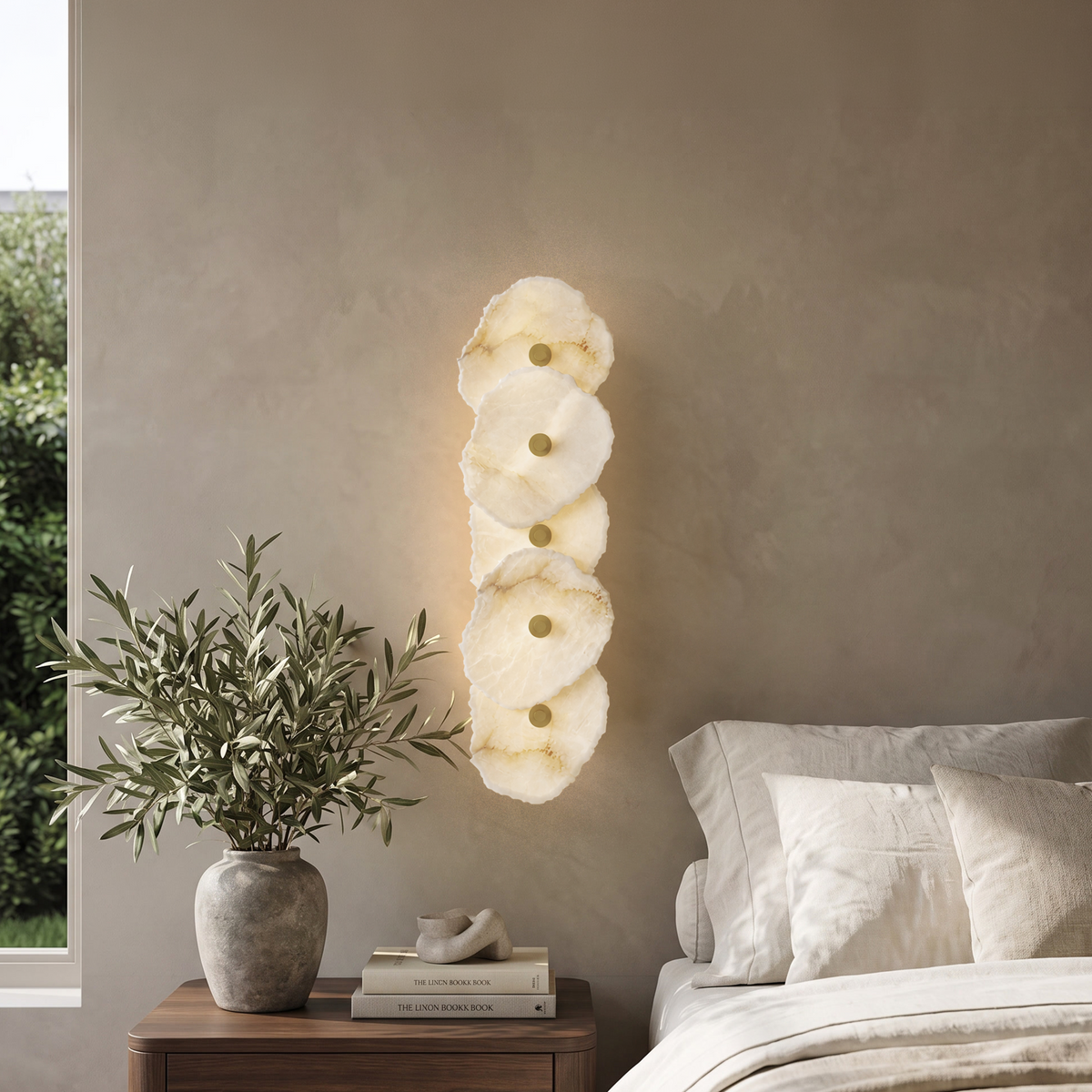 Modern Luxury Brass Alabaster Wall Sconce