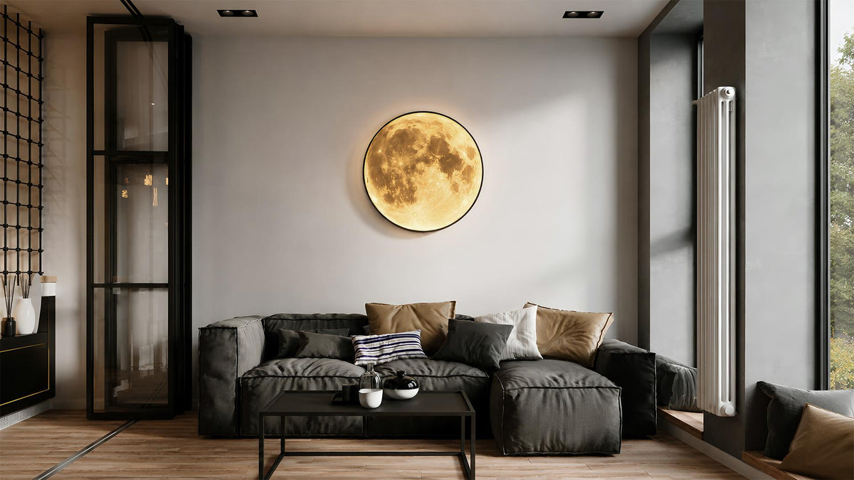 Moon Wall Lamp Illuminated Art for Bedroom and Living Room Spaces