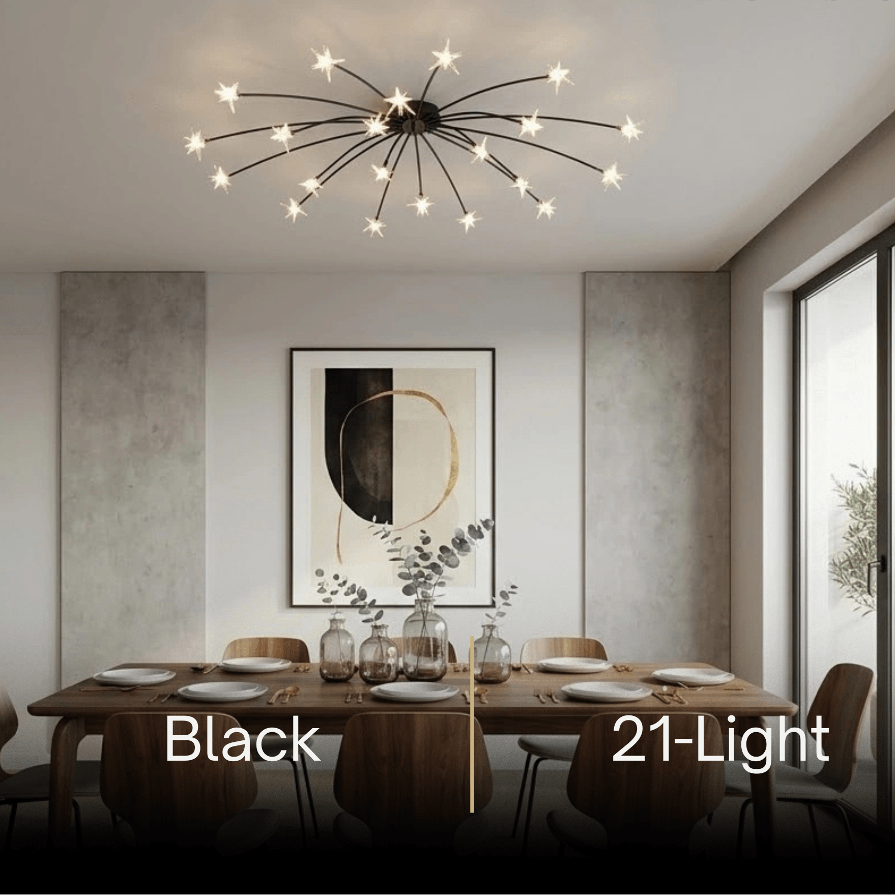 Nebula Art Deco Ceiling Light - Gold/Black/Chrome Metal Fixture for Bedroom