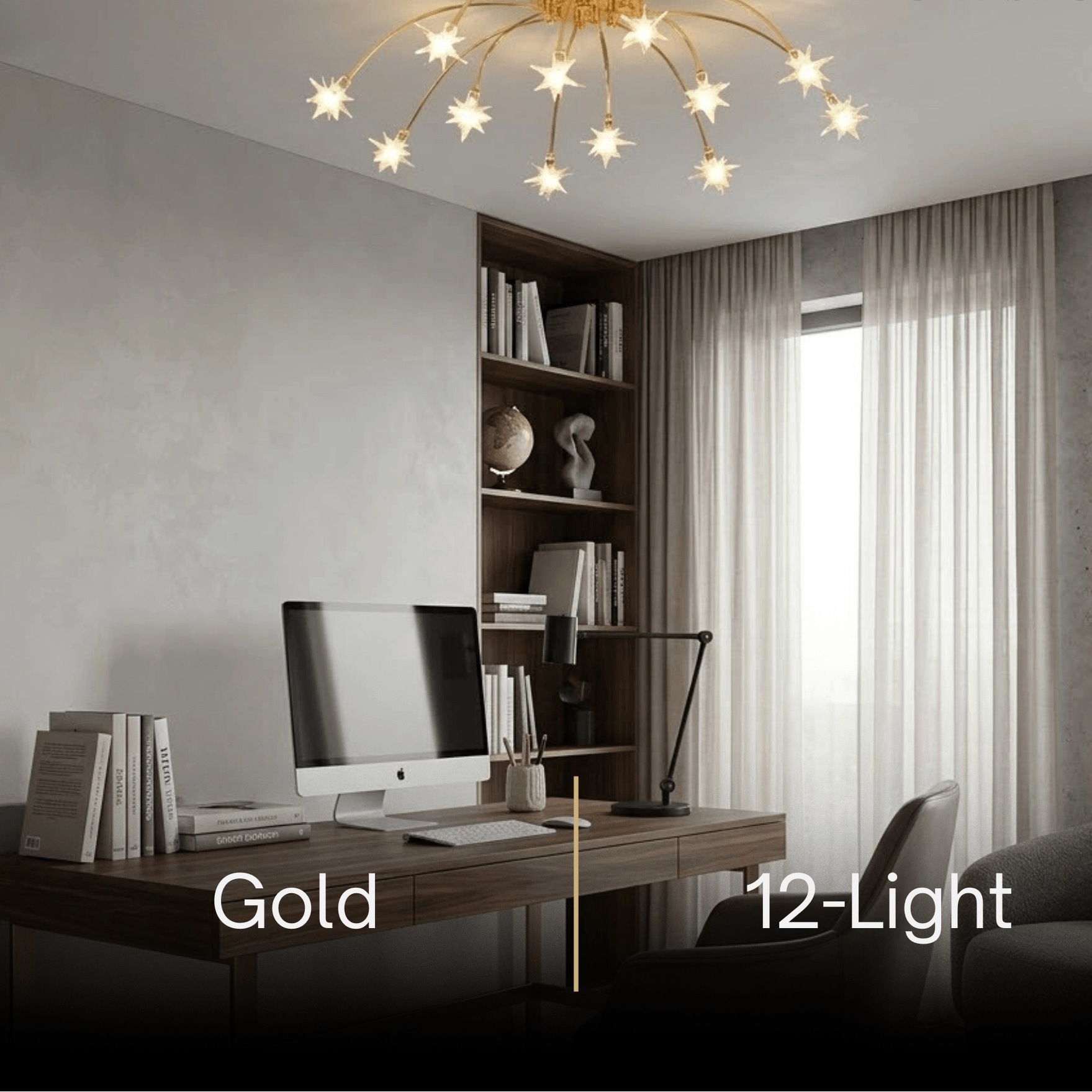 Nebula Art Deco Ceiling Light - Gold/Black/Chrome Metal Fixture for Bedroom