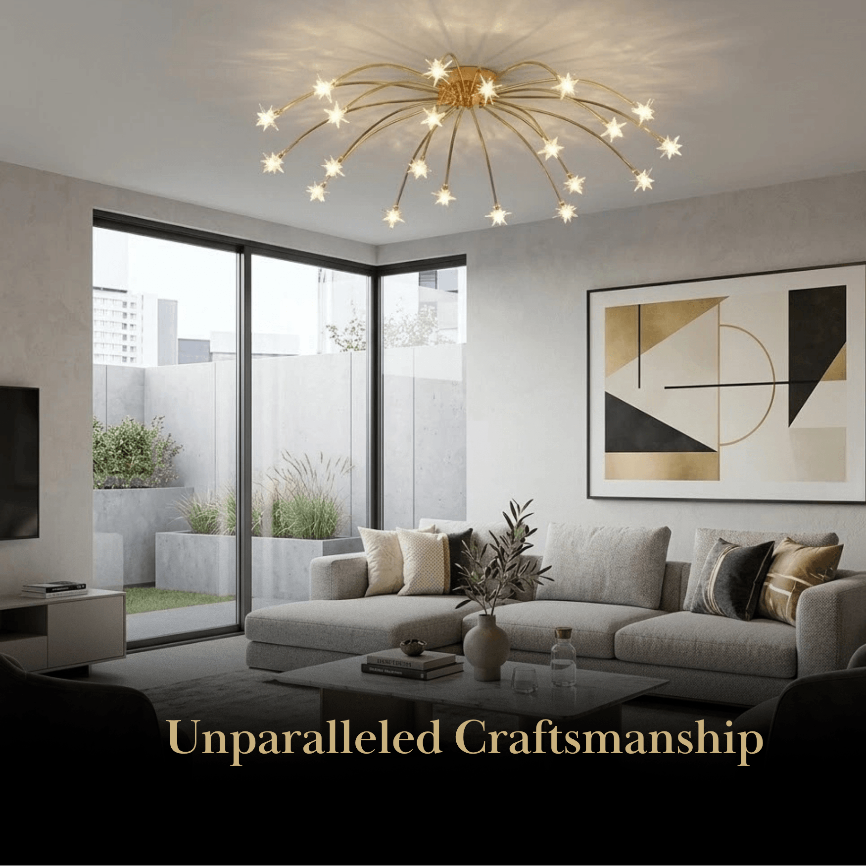 Nebula Art Deco Ceiling Light - Gold/Black/Chrome Metal Fixture for Bedroom