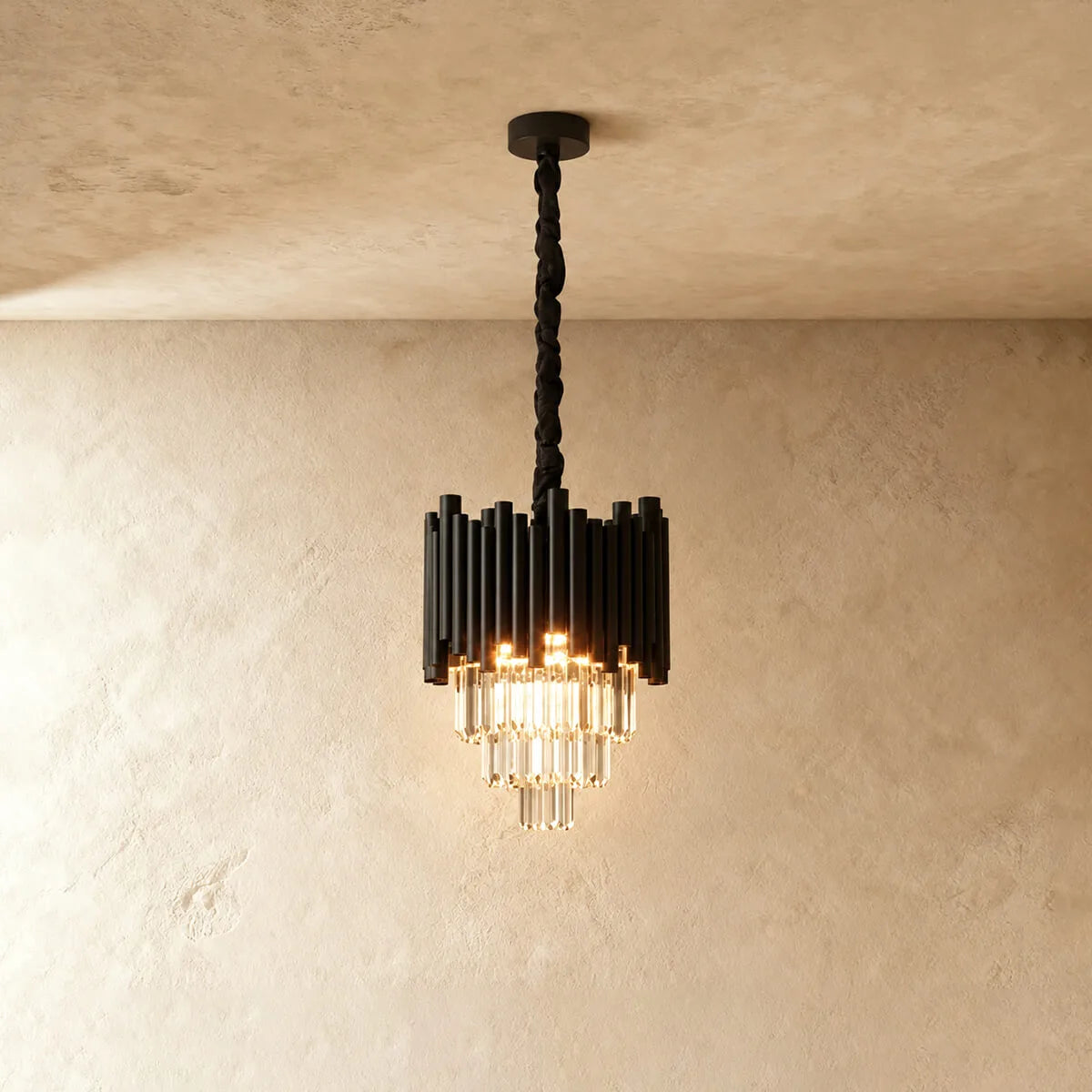 Black Crystal Pendant Light