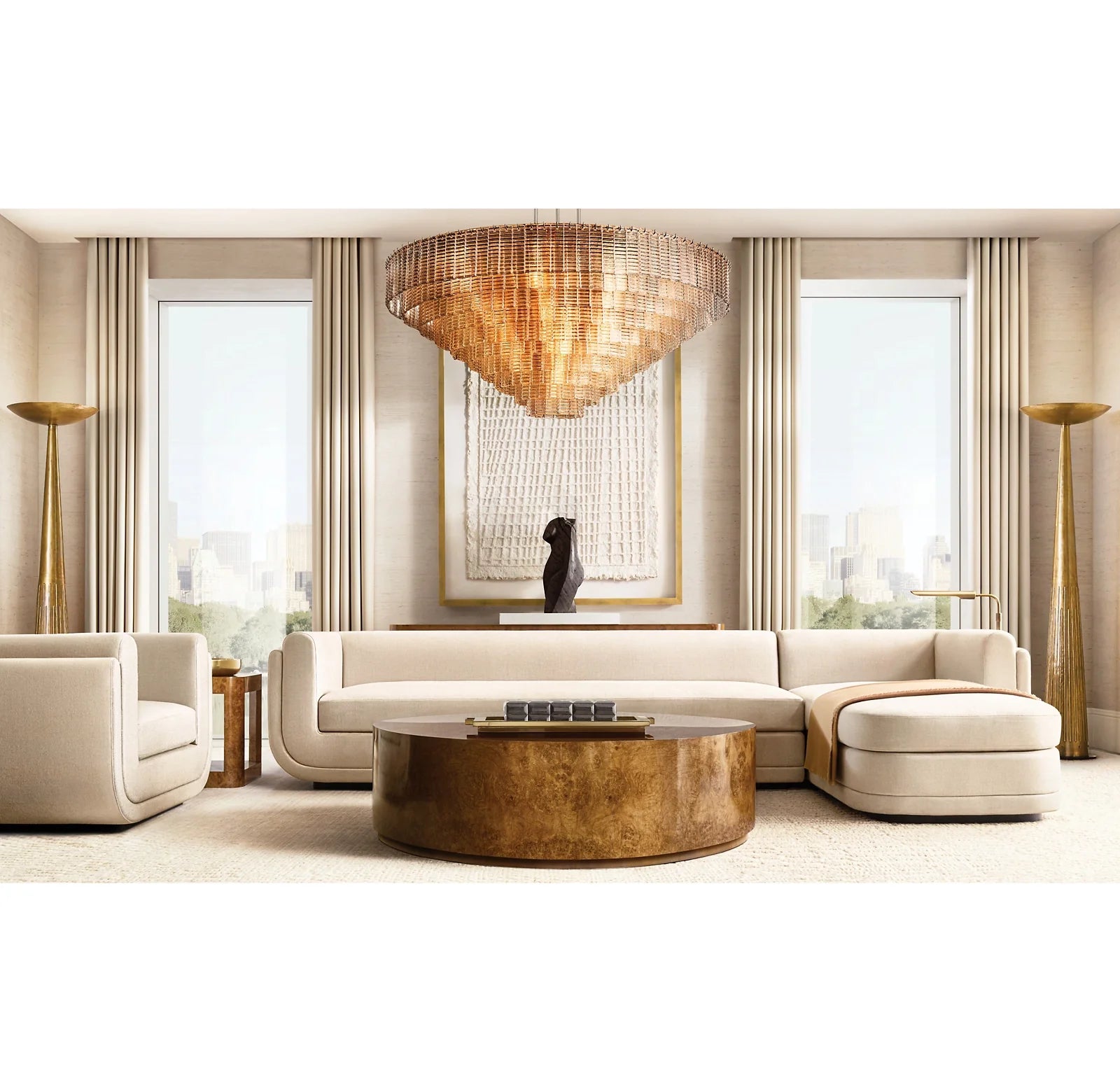 Ribbed Clear Glass Tiered Chandelier - Sirene