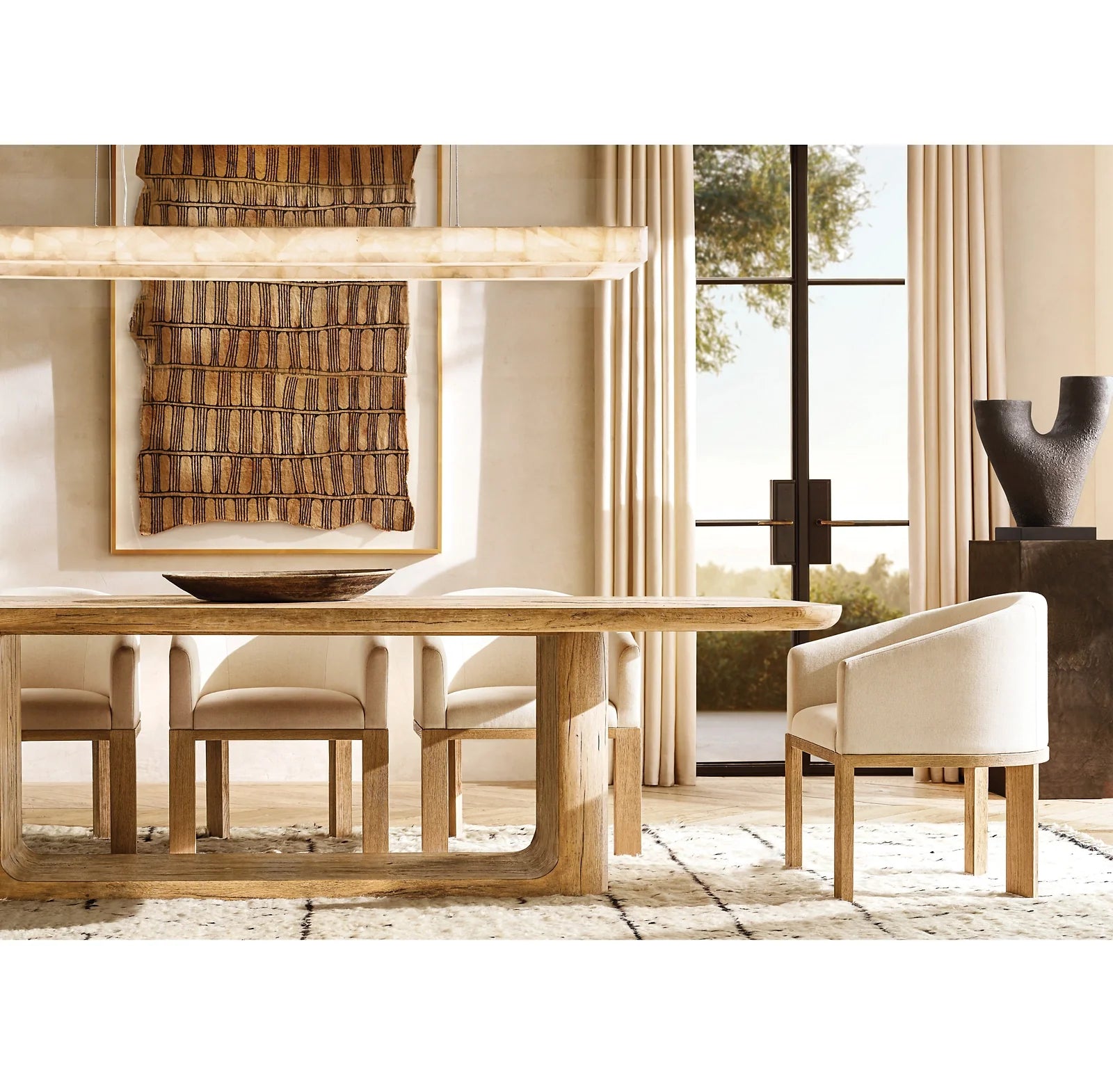 Lueur Rectangular Alabaster Chandelier - Rivage