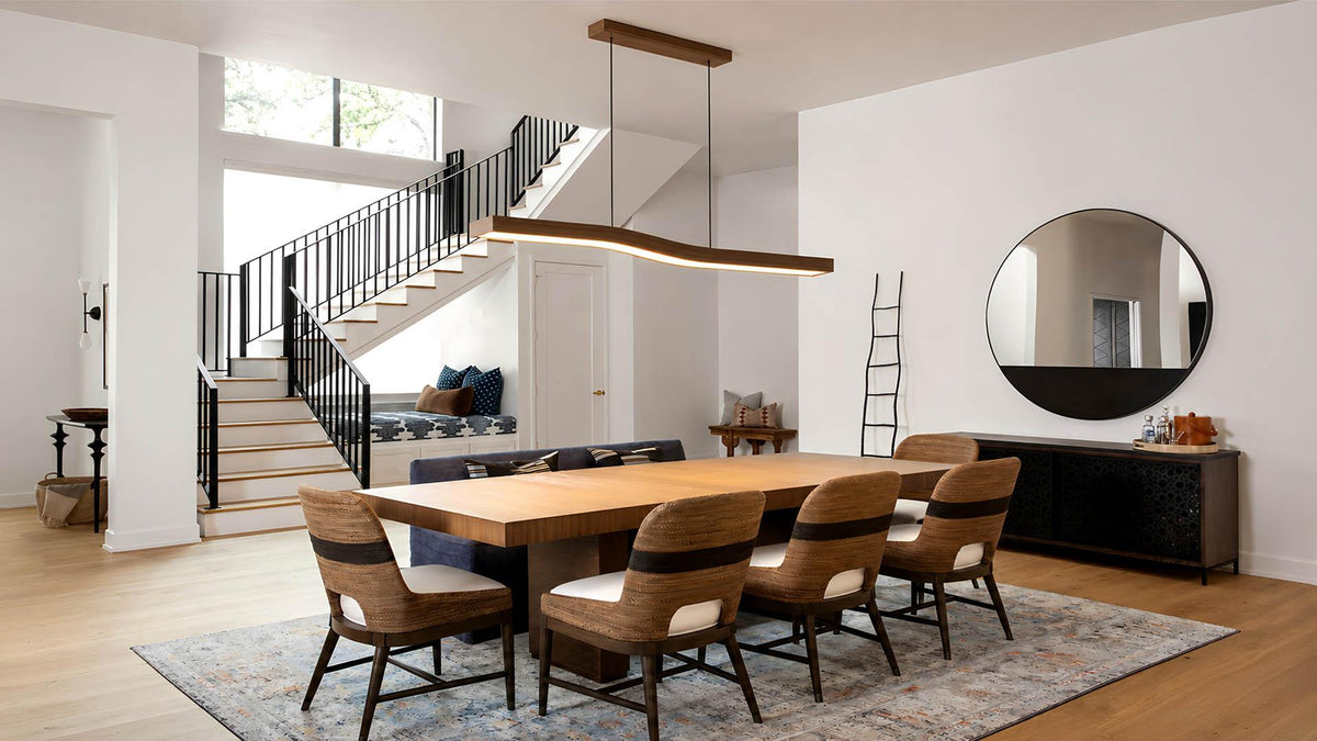 Wood Linear Pendant Light for Dining Room and Kitchen Island