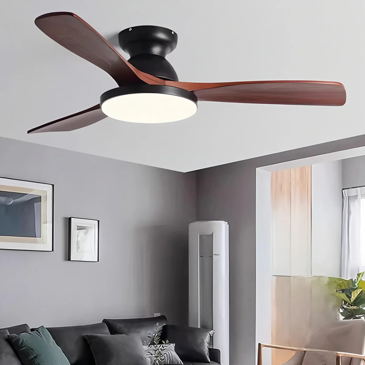 Vintage 3-leaf Wood Ceiling Fan Lamp
