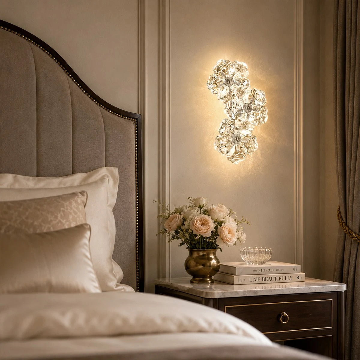 Crystal Flower Shaped Wall Lamp